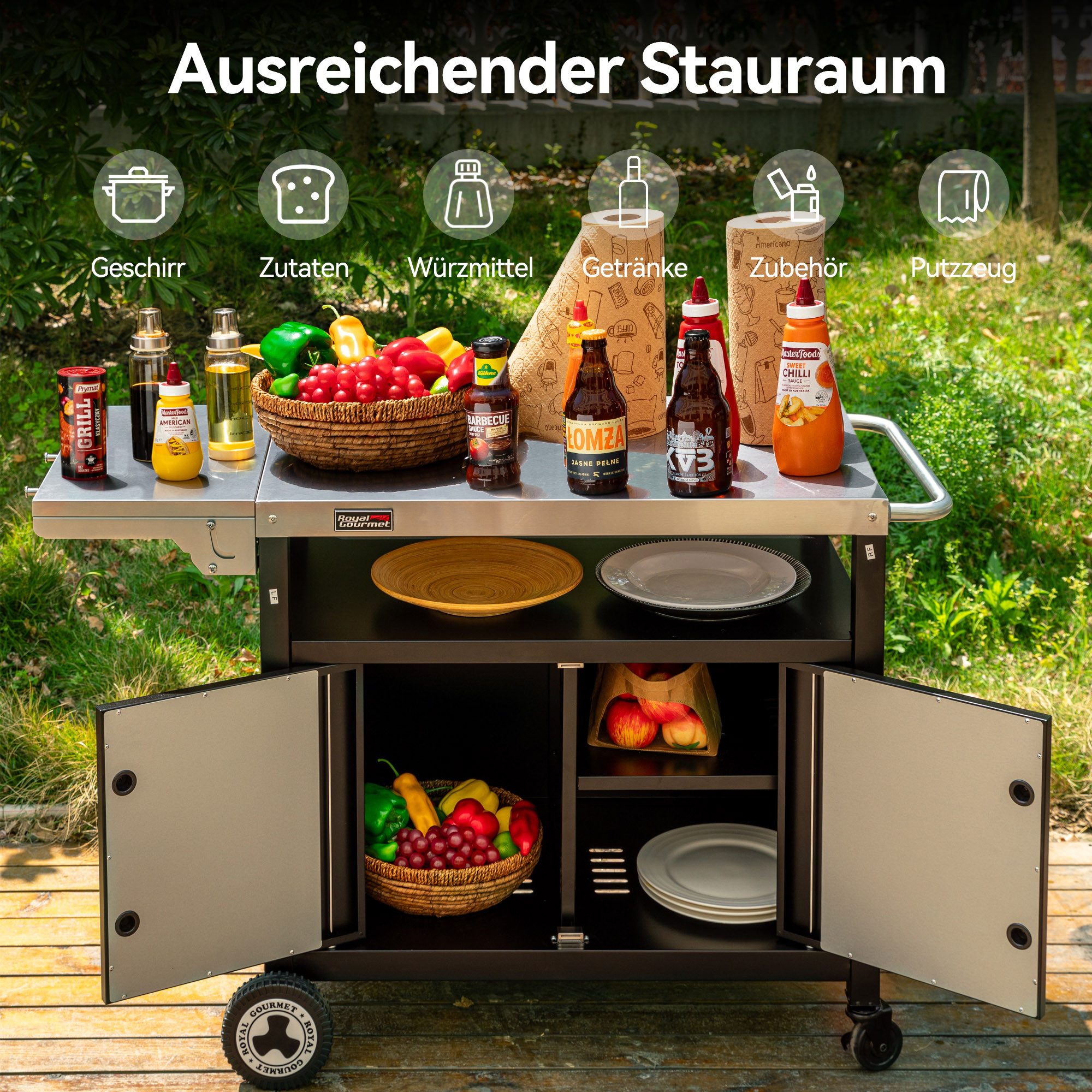 Royal Gourmet Grillablagetisch /Grillwagen Kücheninsel mit Unterschrank (1-St), Sicher und geschützt, großer Stauraum – Bild 5 von 5