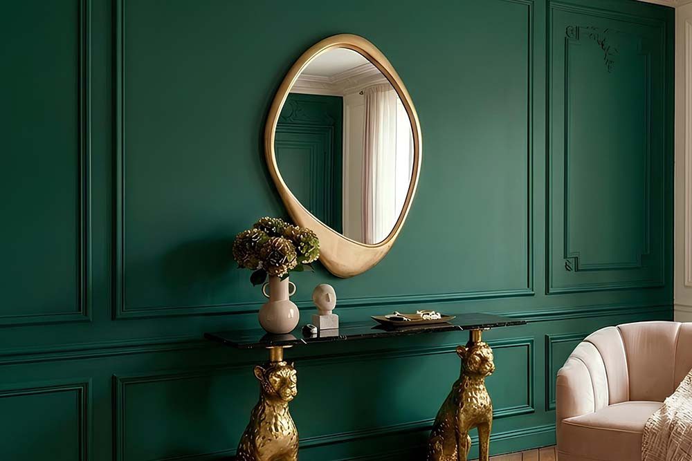 riess-ambiente Wandspiegel ORGANIC 95cm gold – asymmetrische Form, flexibel nutzbar, Dekoration (Einzelartikel, 1-St), stilvolles Statement Piece – ideal für Flur oder Wohnzimmer