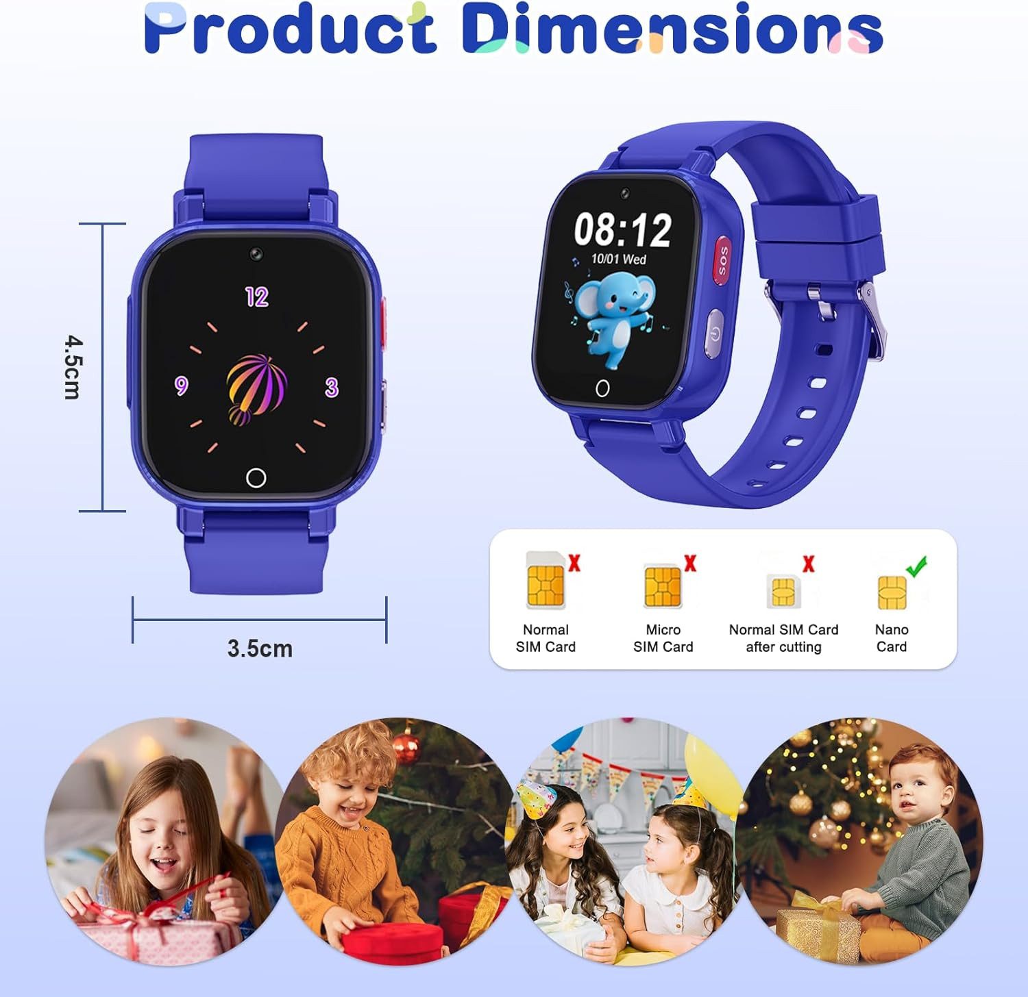 CATGIFF B0FQP1XQ7R Smartwatch (2,5 cm, sim-karte), Kinder Smartwatch mit sicheren Funktionen