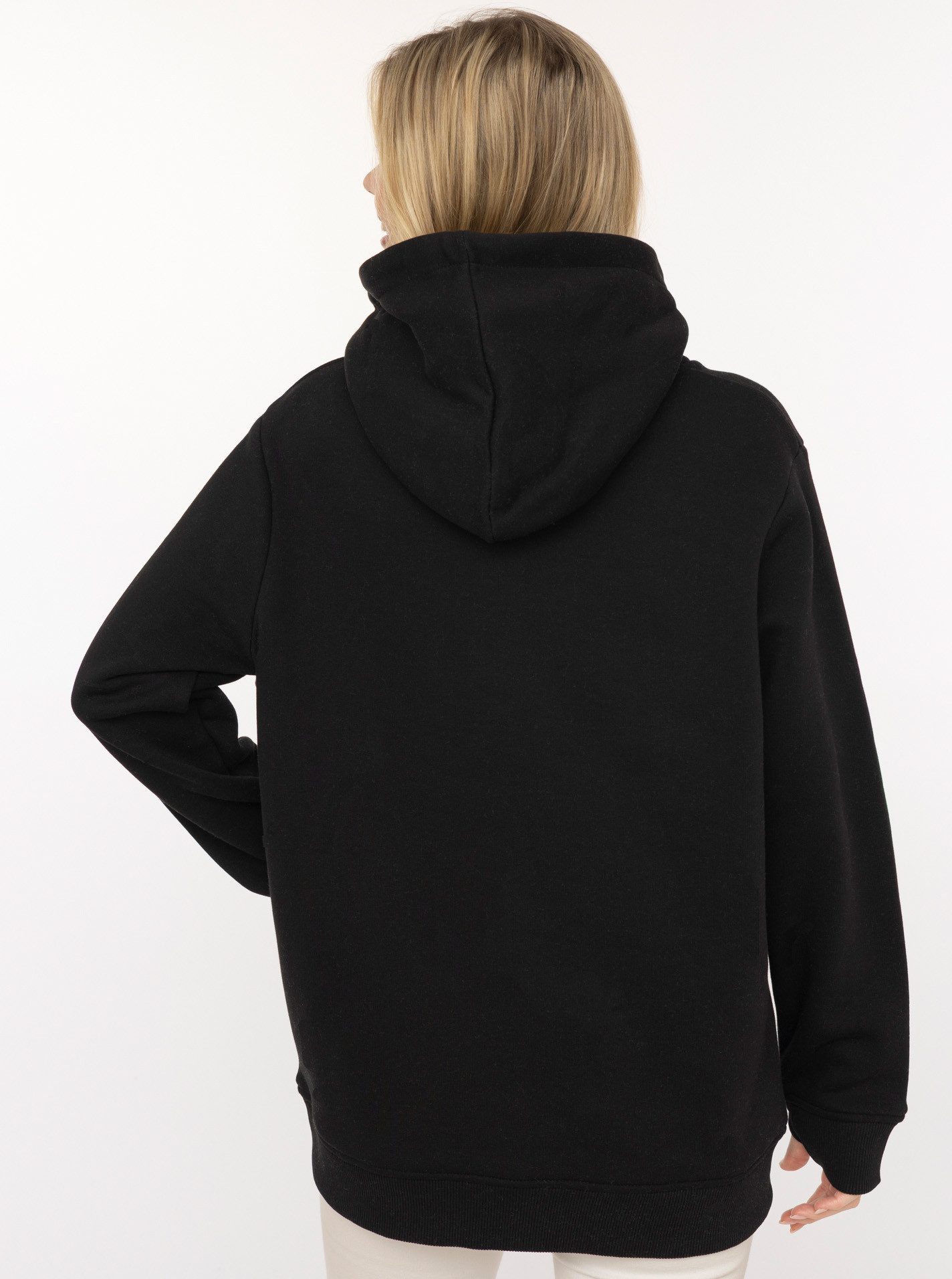 Zwillingsherz Hoodie "Wild Brave Free" gestickter Schriftzug, mit Pailletten, Leomuster, Fronttasche, Kapuze