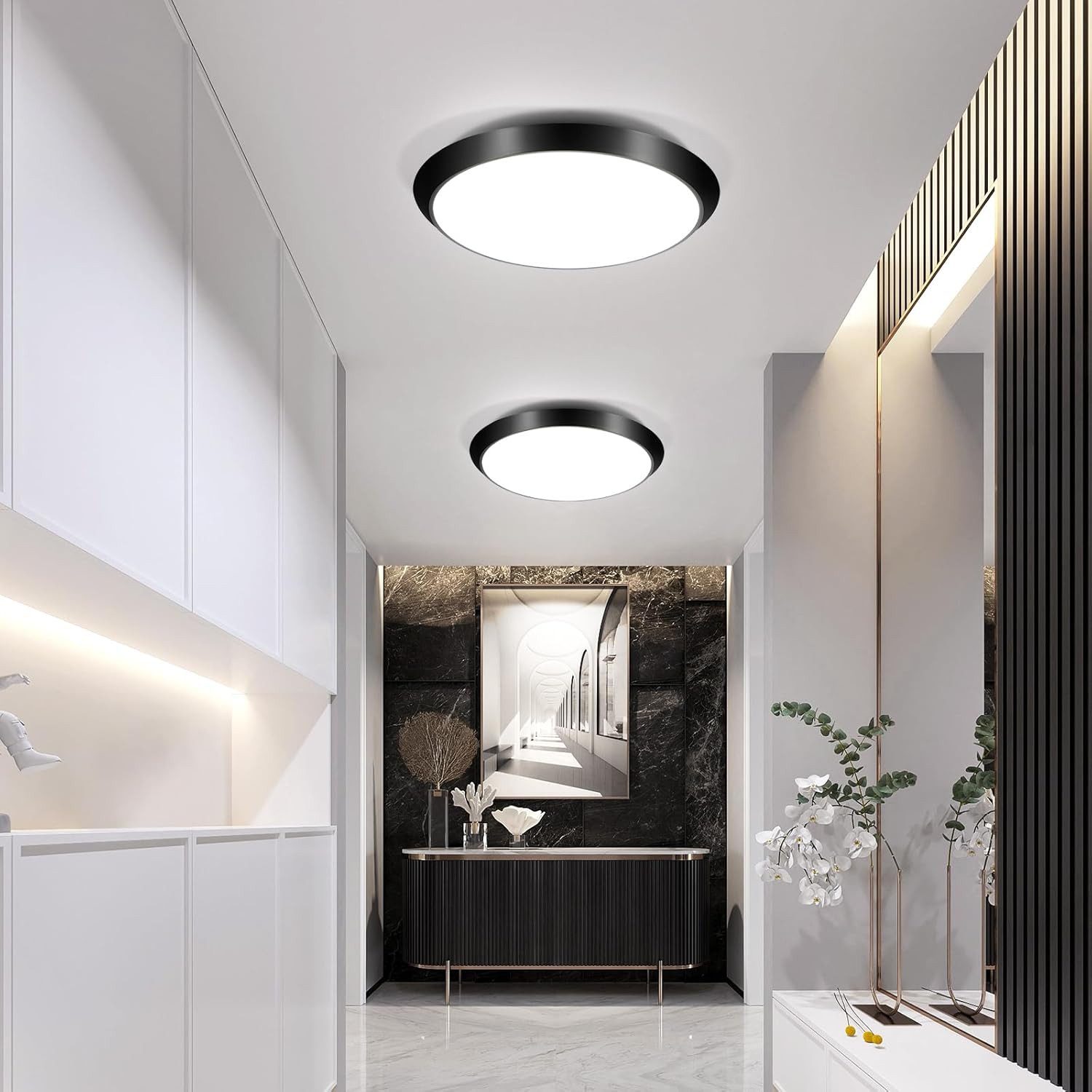 ZMH LED Deckenleuchte mit Bewegungsmelder Deckenlampe Innen 15W 4000K Wohnzimmer Flur, Augenschutaz, LED fest integriert, 4000K, Modern Sensor Ø30CM Deckenbeleu – Bild 4 von 5