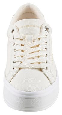 Tommy Hilfiger ESSENTIAL VULC CANVAS SNEAKER Plateausneaker Kontrastbesatz in Metallicoptik, Freizeitschuh, Halbschuh, Schnürschuh