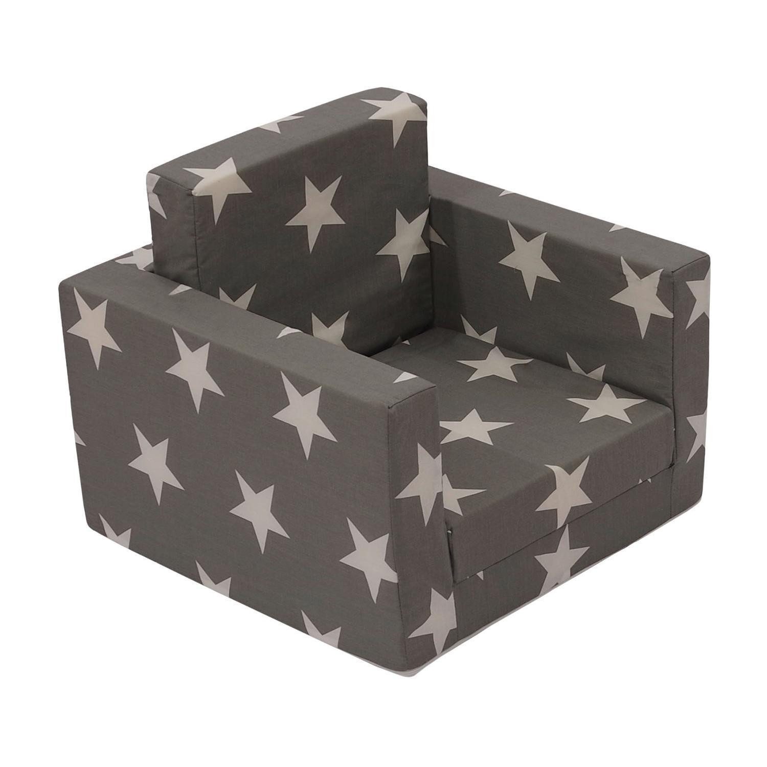 Kindersessel LUCA, Grau, Weiß, Baumwolle, Polyester
