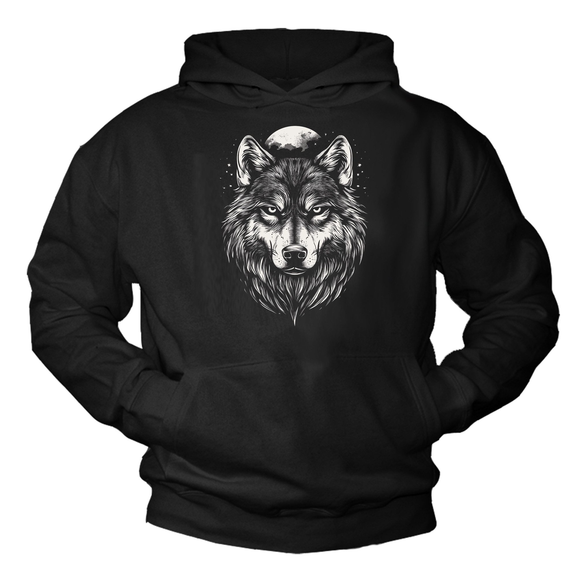 MAKAYA Kapuzenpullover mit Wolfsmotiv Wikinger Wolf günstig online kaufen