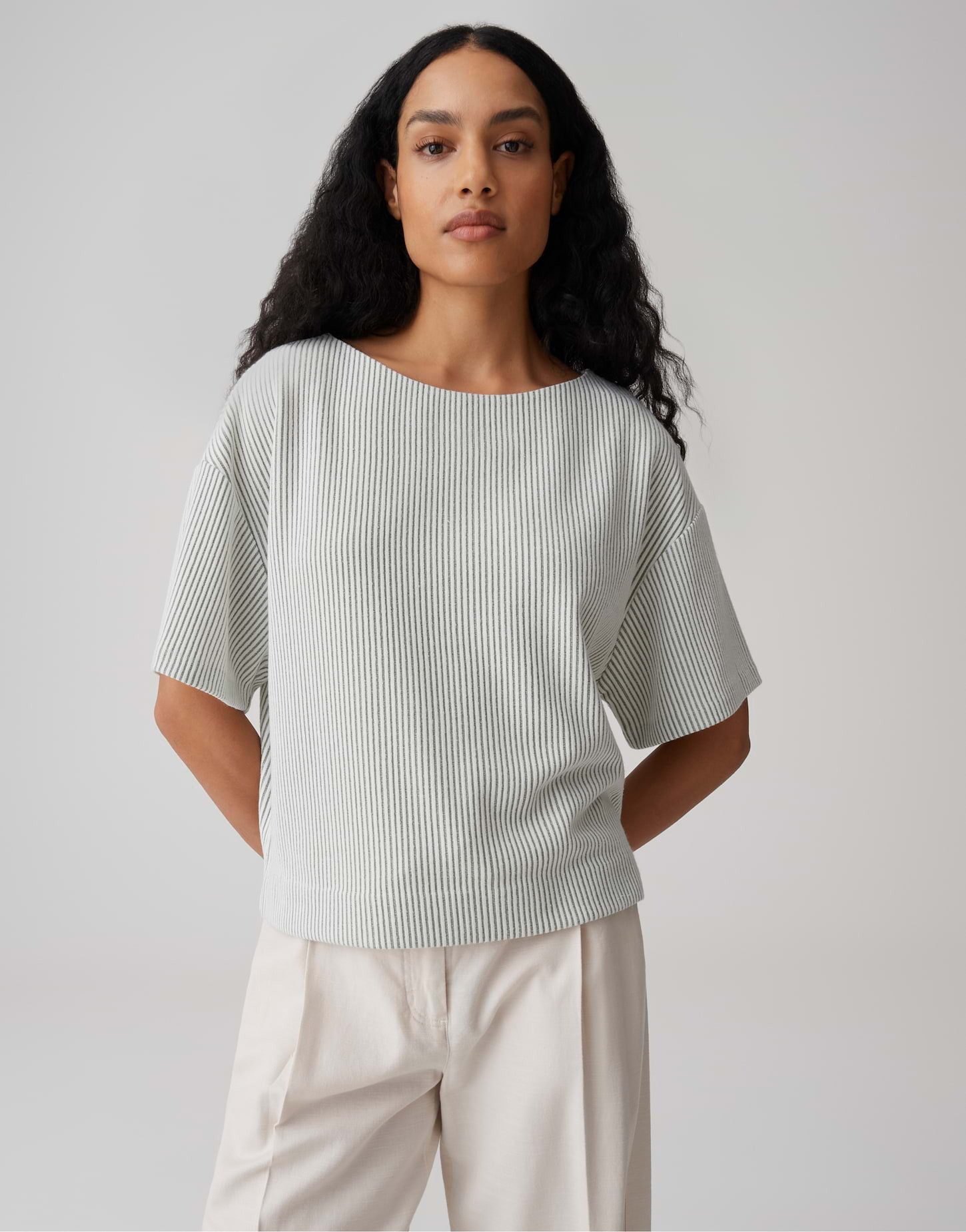 OPUS Sweatshirt Gauster aus Sweatware mit Rippstruktur leicht elastischer Stoff, weicher Griff, Casual