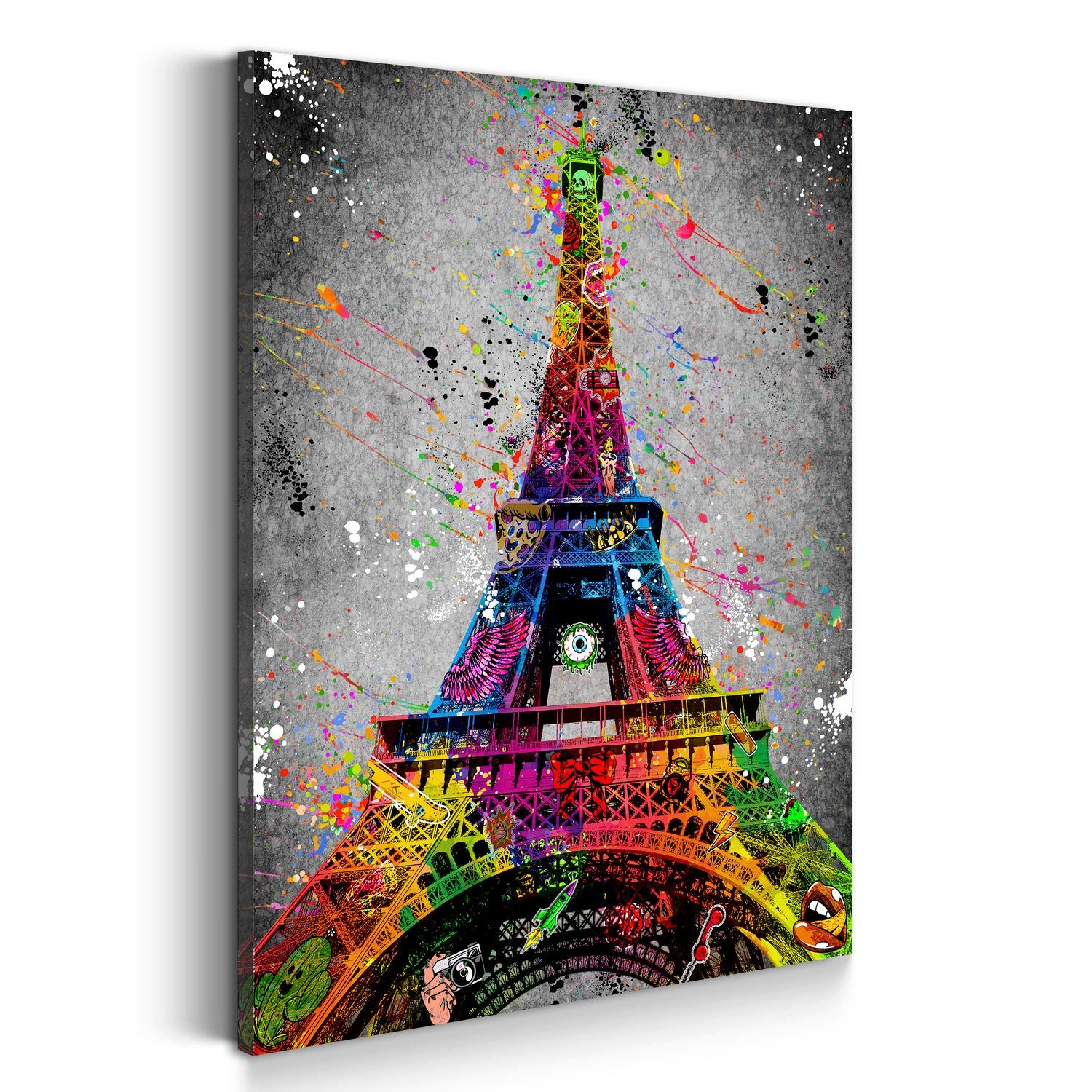 Artedinoi Leinwandbild Street Art Eiffelturm, Paris Wandbild Leinwandbild Kunstdruck XXL Deko