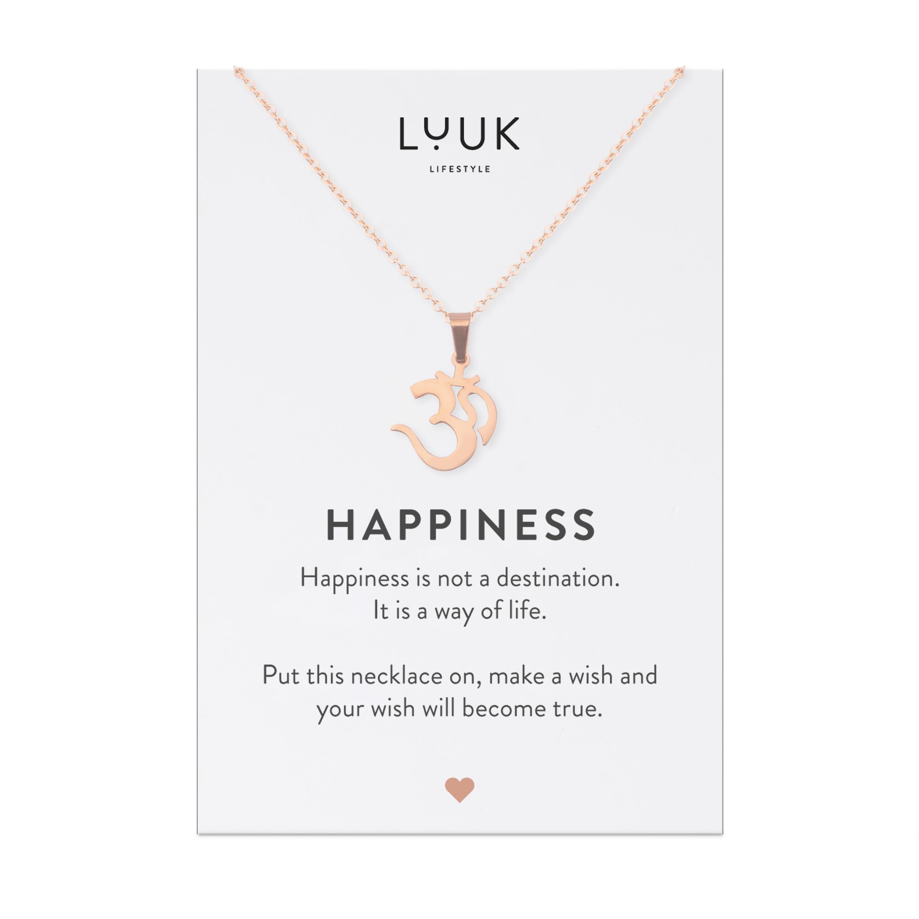 LUUK LIFESTYLE Kette mit Anhänger Om I Goa, Aus wasserfestem Edelstahl, 50cm verstellbare Länge, Glücksbringer