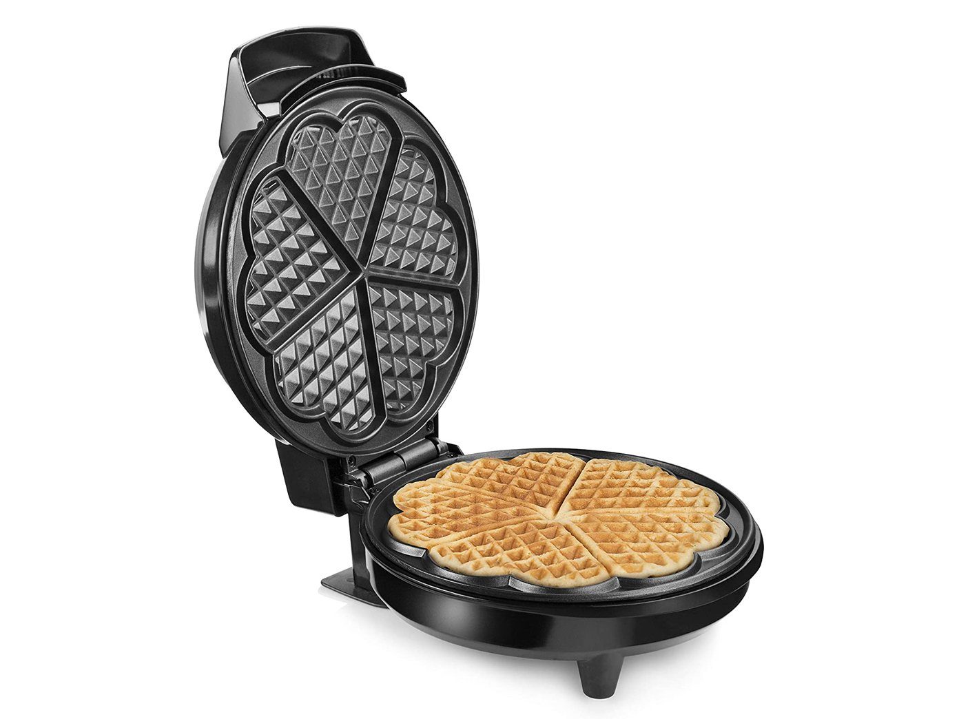 Tristar Waffeleisen, 700 W, 5 herzförmige Waffeln Ø20cm Waffelbäcker Waffelmaker mit Waffel-Gabel