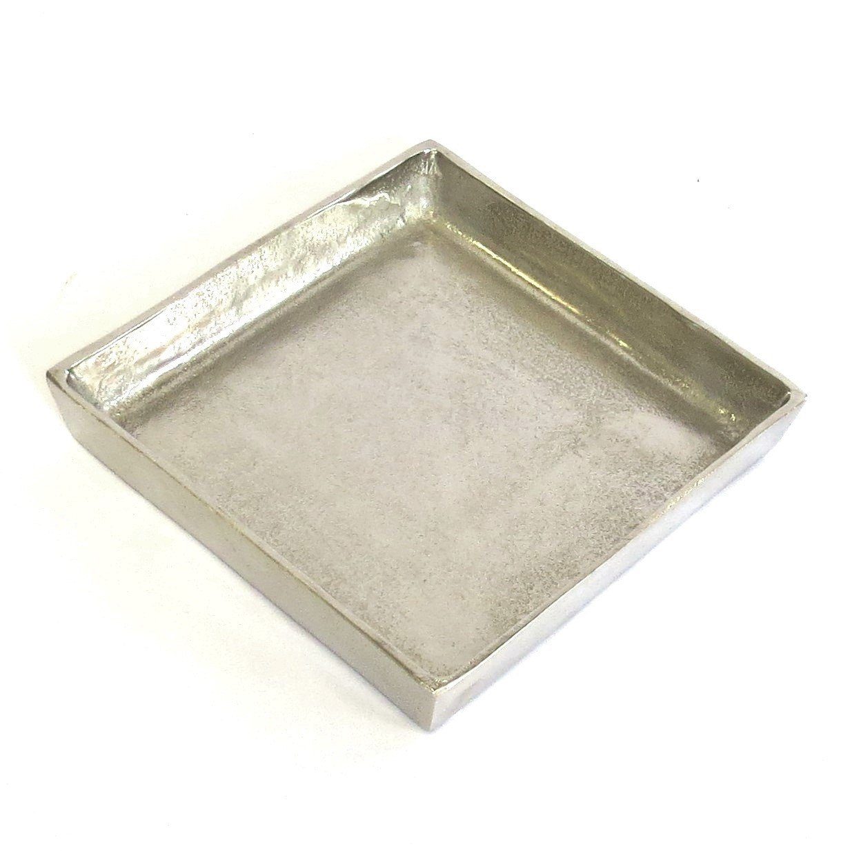 colmore Dekotablett Schale Teller Platte Deko Silber Quadratisch Modern Metall Tisch Untersetzer
