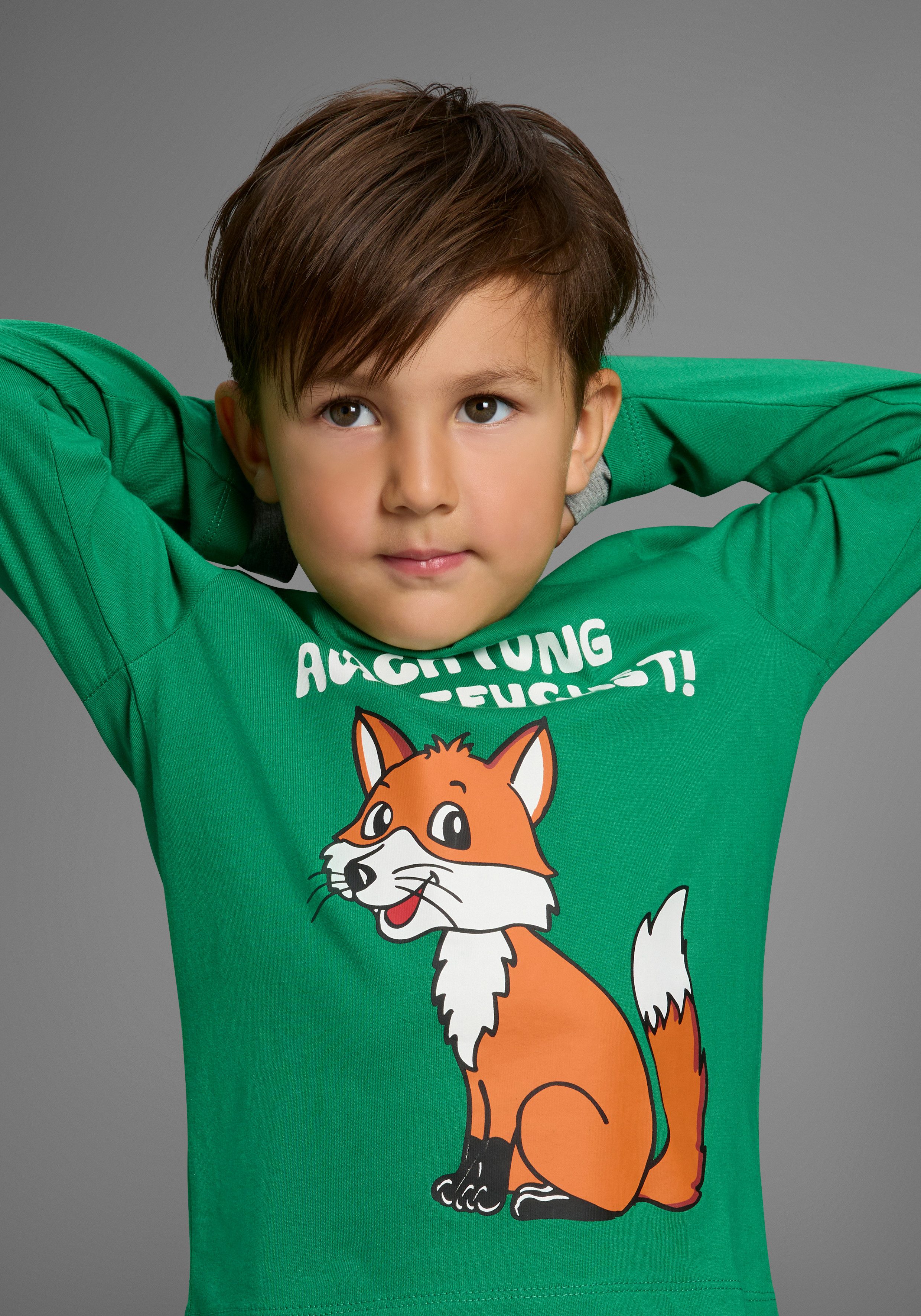 KIDSWORLD Langarmshirt ACHTUNG AUSGEFUCHST Shirt mit coolem Fuchsdruck