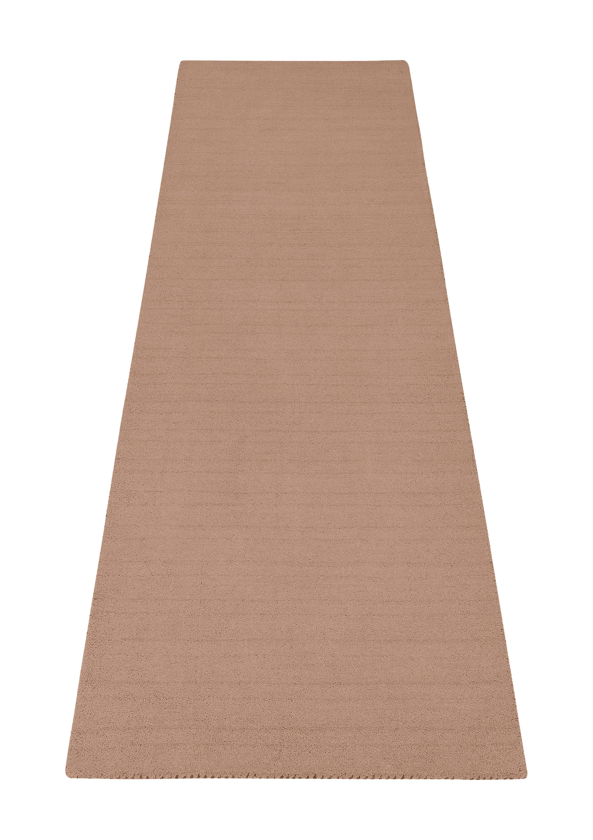 Läufer Gabbeh Uni, THEKO, rechteckig, Höhe: 14 mm, Teppich-Läufer, meliert, reine Schurwolle, handgewebt, Wohnzimmer sand