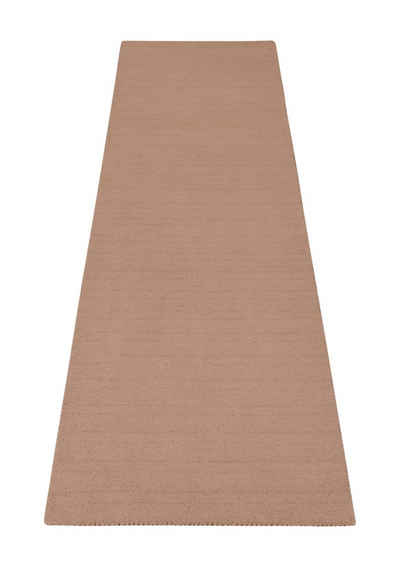 Läufer Gabbeh Uni, THEKO, rechteckig, Höhe: 14 mm, Teppich-Läufer, meliert, reine Schurwolle, handgewebt, Wohnzimmer