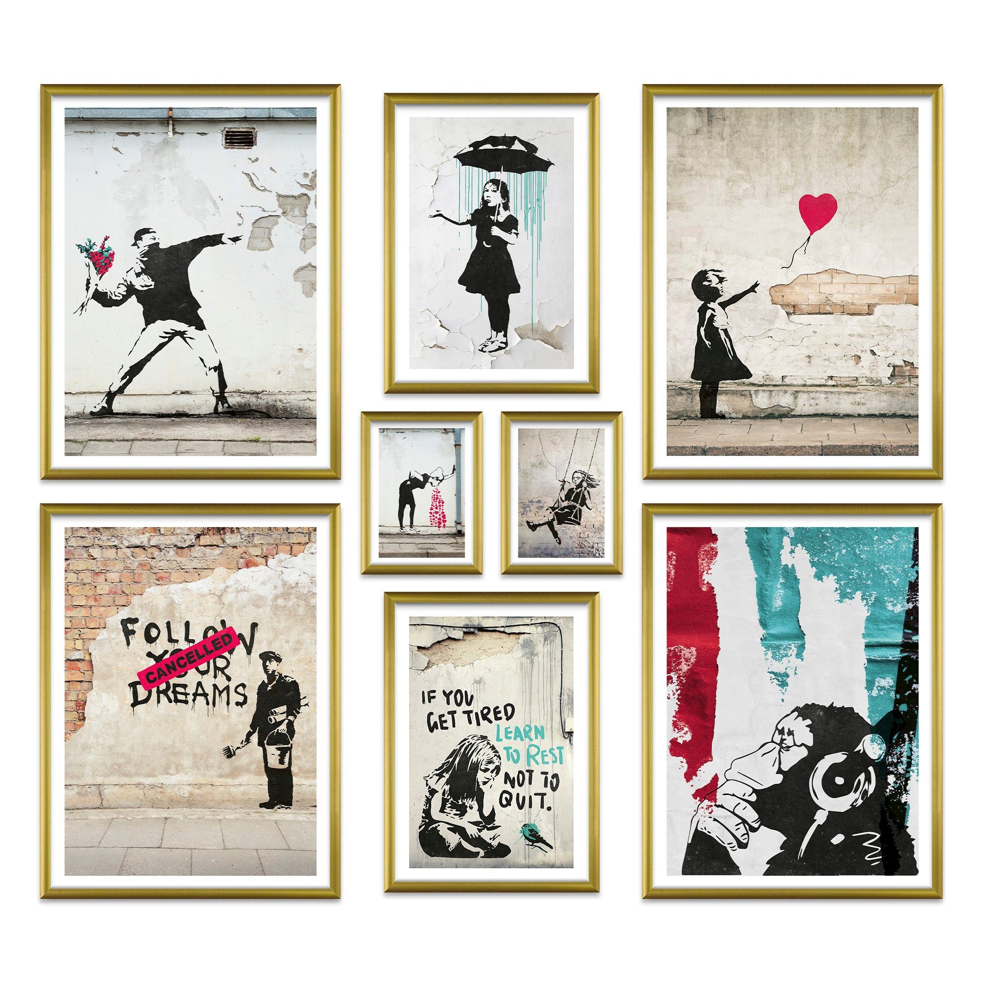 ARTFAVES Bilder-Collage Poster Set Banksy Street Art I mehrteilige Bilderwand I Wandbilder Ban, (Wandbilder modern, 8 St). € 129,90, (€ 129,90 pro 1 Stk).
