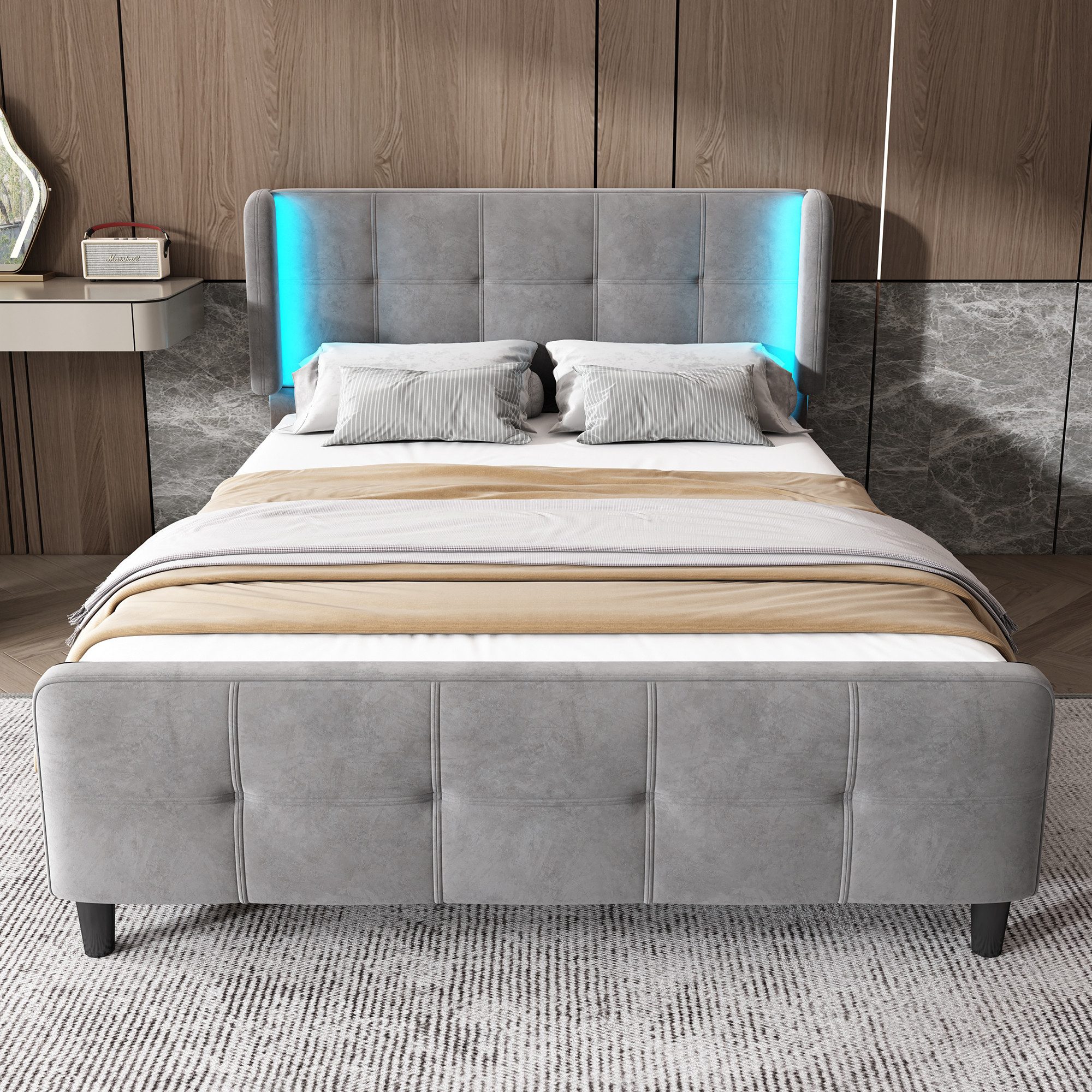HAUSS SPOLE Polsterbett 140x200cm mit LED-Leisten, günstig online kaufen