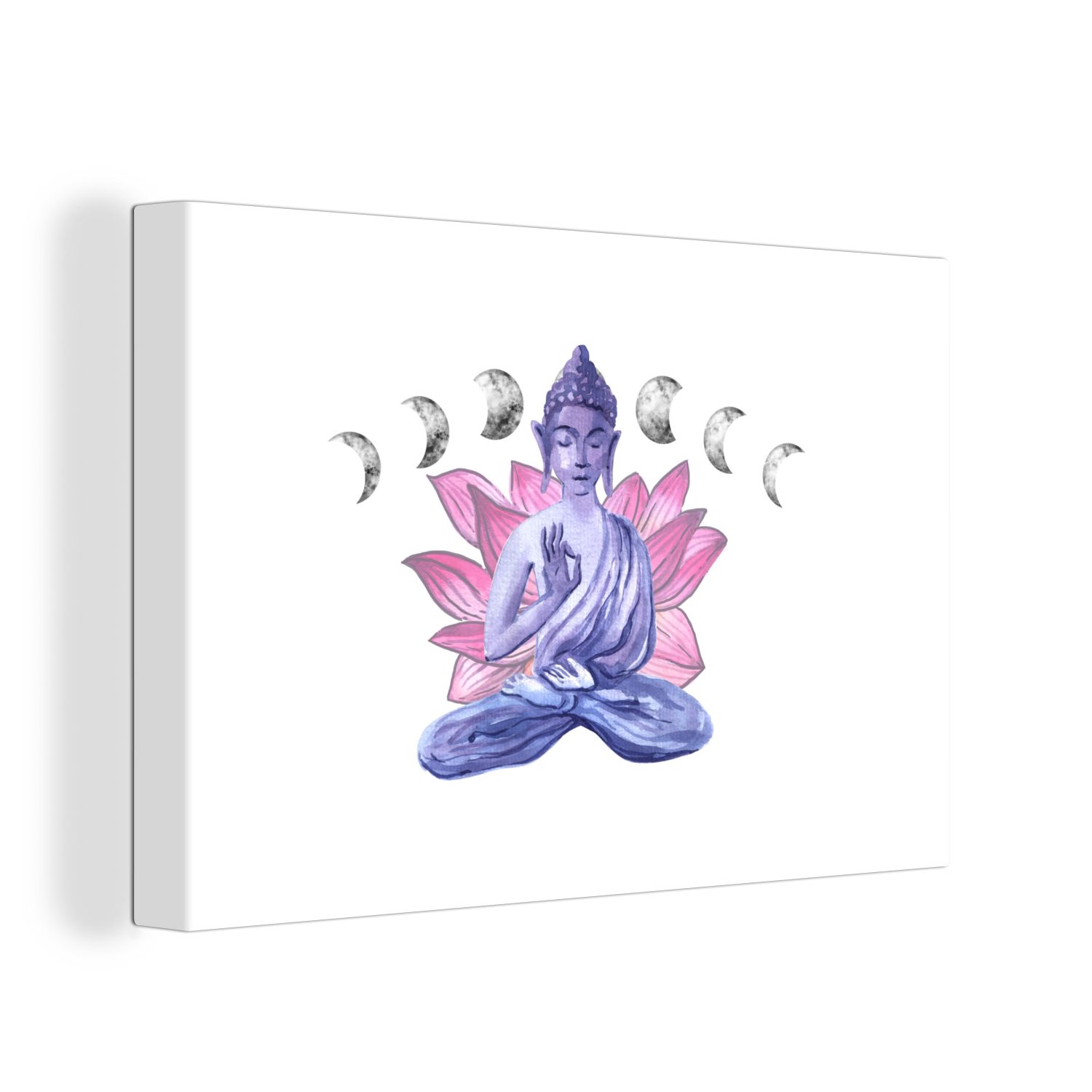 Aufhängefertig, cm Leinwandbilder, Blumen Buddha Wandbild Wanddeko, 30x20 St), - - OneMillionCanvasses® Leinwandbild (1 Mond,