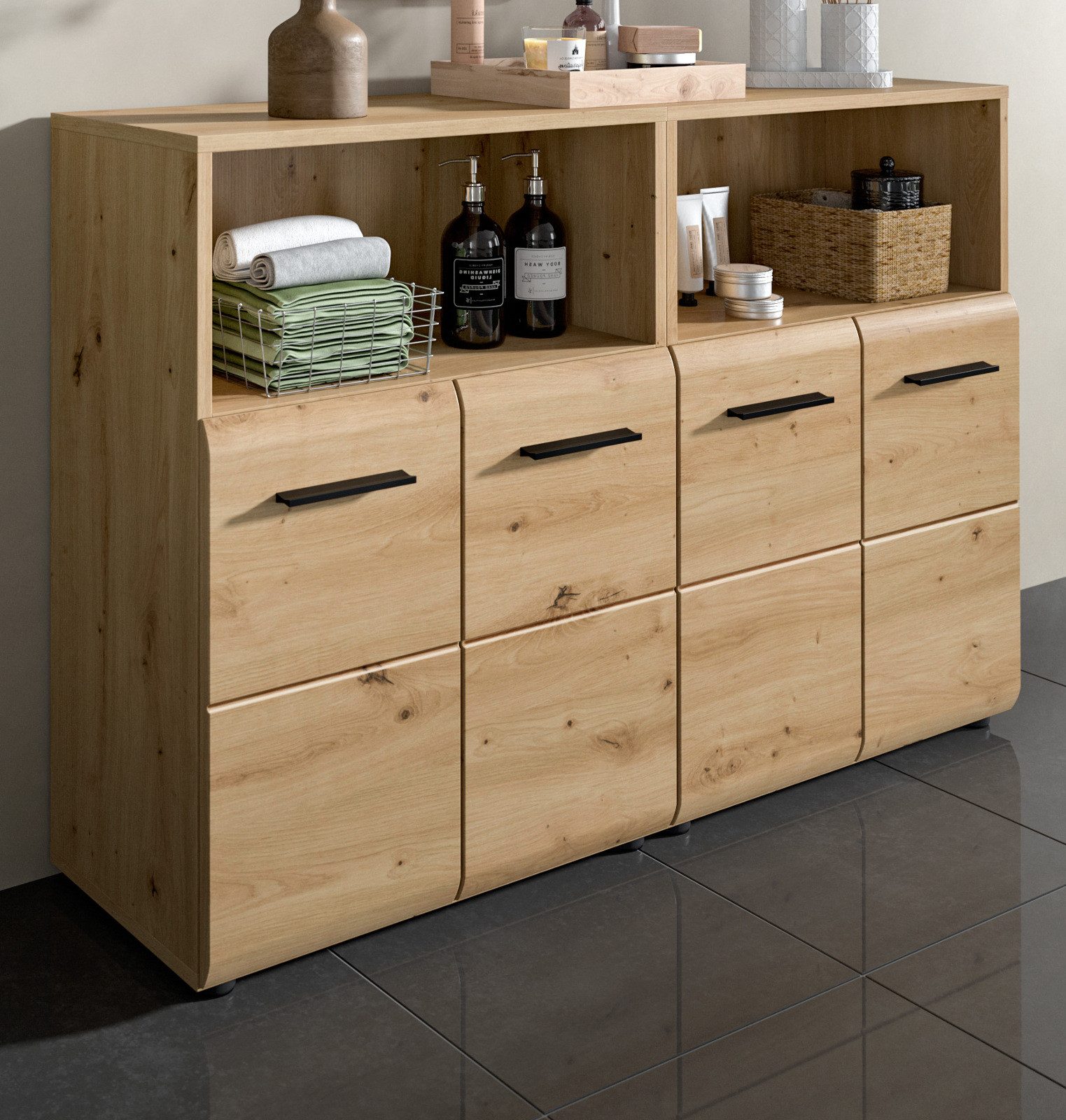 Inn.Furn Badkommode Cover (Spar-Set, 2x Kommode in Eiche Artisan, 120 x 80 cm), einzeln oder als Doppelkommode – Bild 5 von 5
