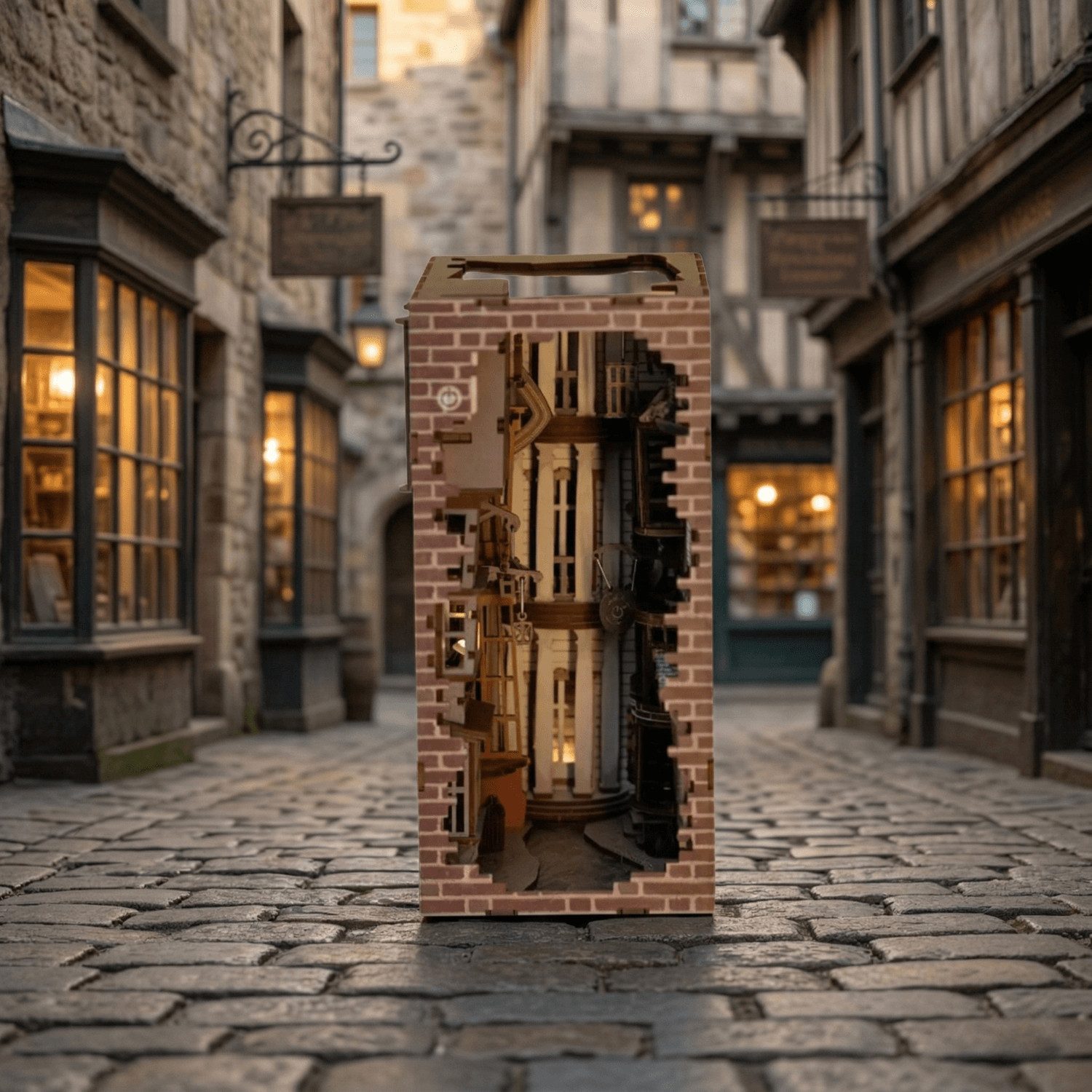 Revell® Buchstütze Harry Potter Winkelgasse Diorama aus Holz, mit LED-Beleuchtung
