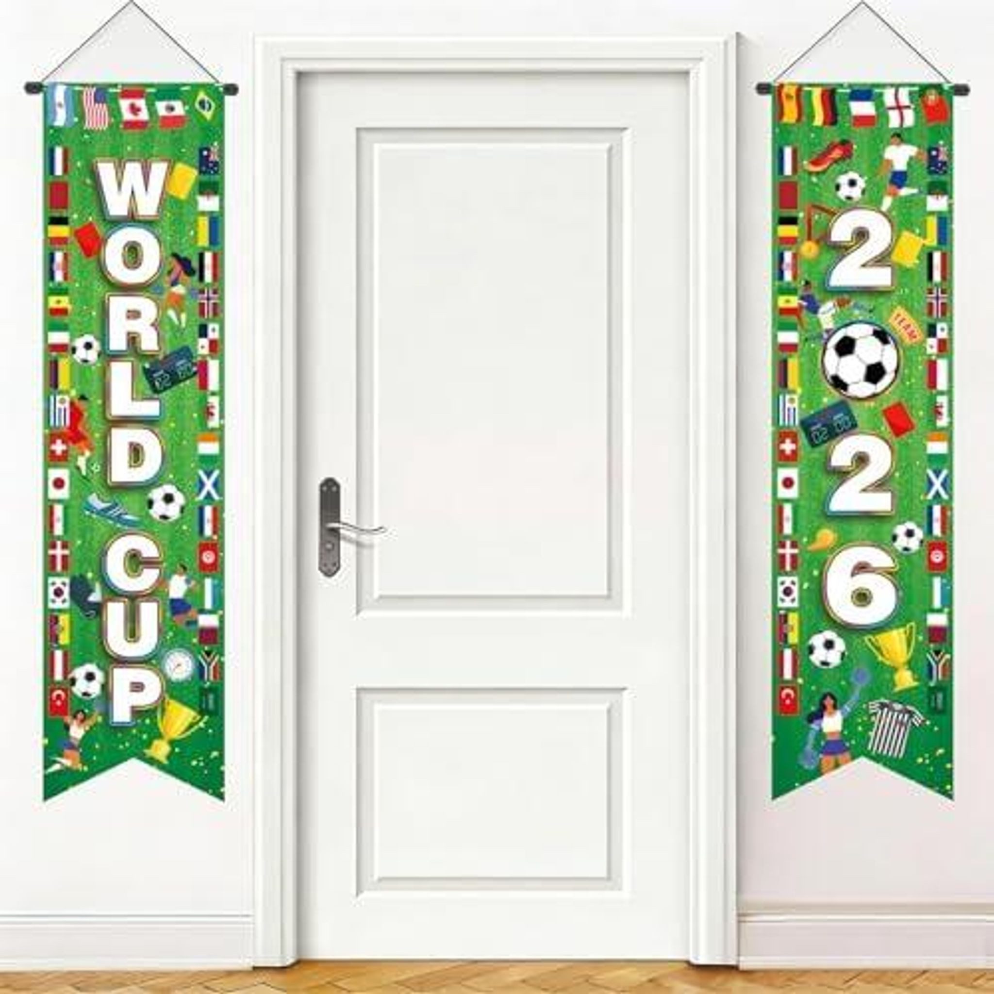 FELIXLEO Wandtattoo 2 Fußball WM 2026 Türbanner 117x30cm Deko Public Viewing