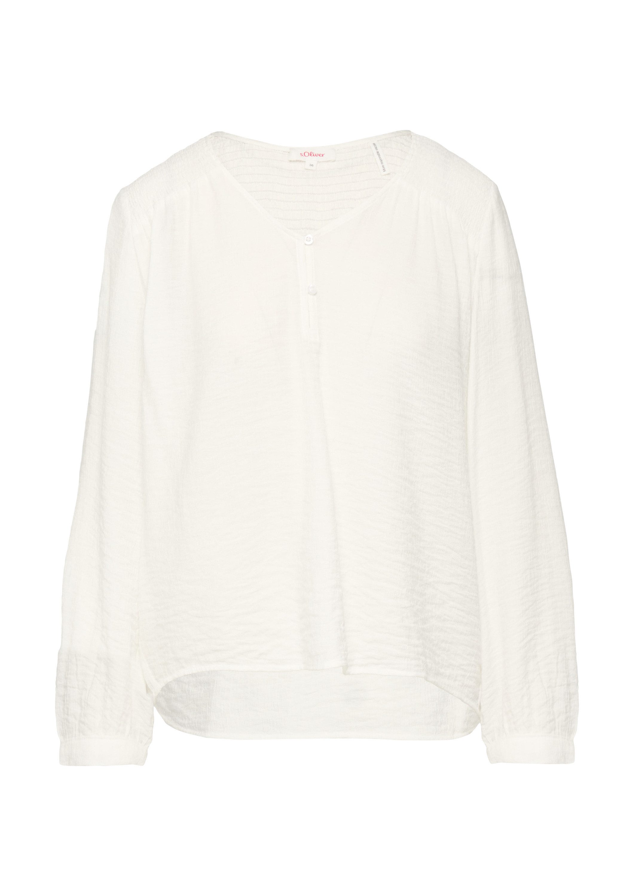s.Oliver Langarmbluse Bluse Strukturierte Bluse aus Viskosemix mit Smok-Det günstig online kaufen