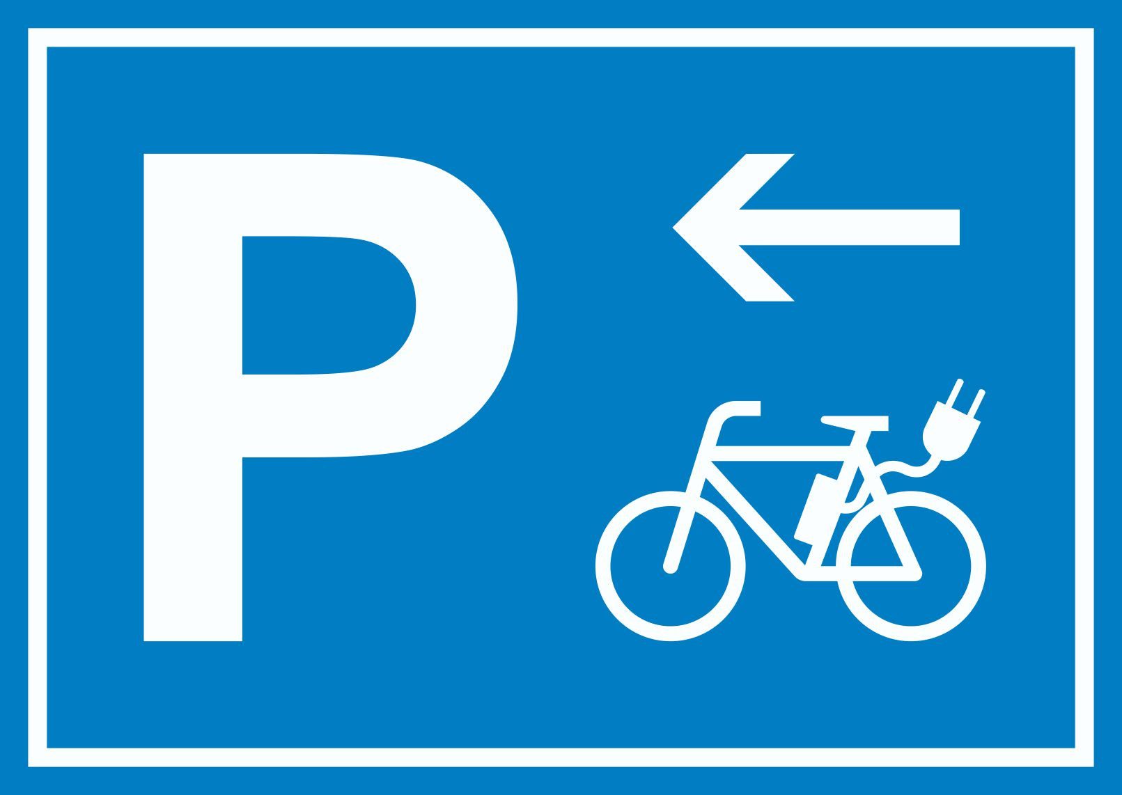 HB-Druck Hinweisschild E-Bike Elektrorad Parkplatz mit Richtungspfeil links Schild, wetterfest, stabil, UV-beständig, kratzfest