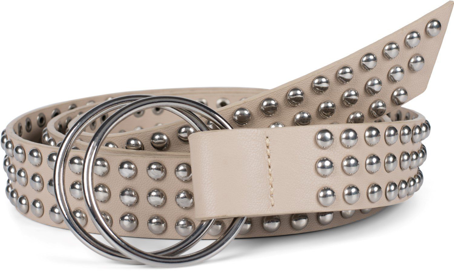 styleBREAKER Nietengürtel Taillengürtel mit Kugelnieten und Ringschnalle (1-St)