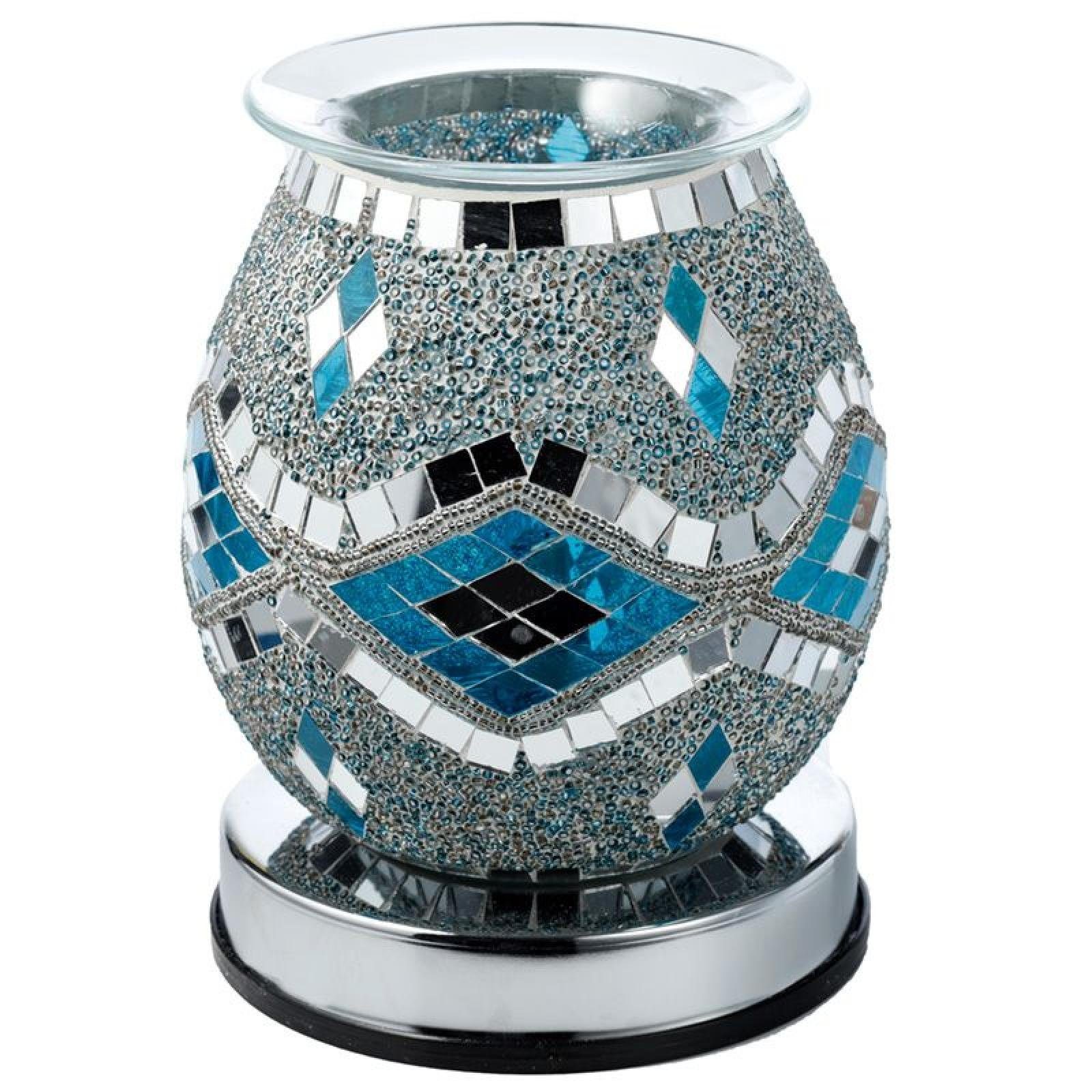 Elektrische Duftlampe Duftlampe Touch Blau & Eden für Silber Spiegel-Mosaik Puckator Wach