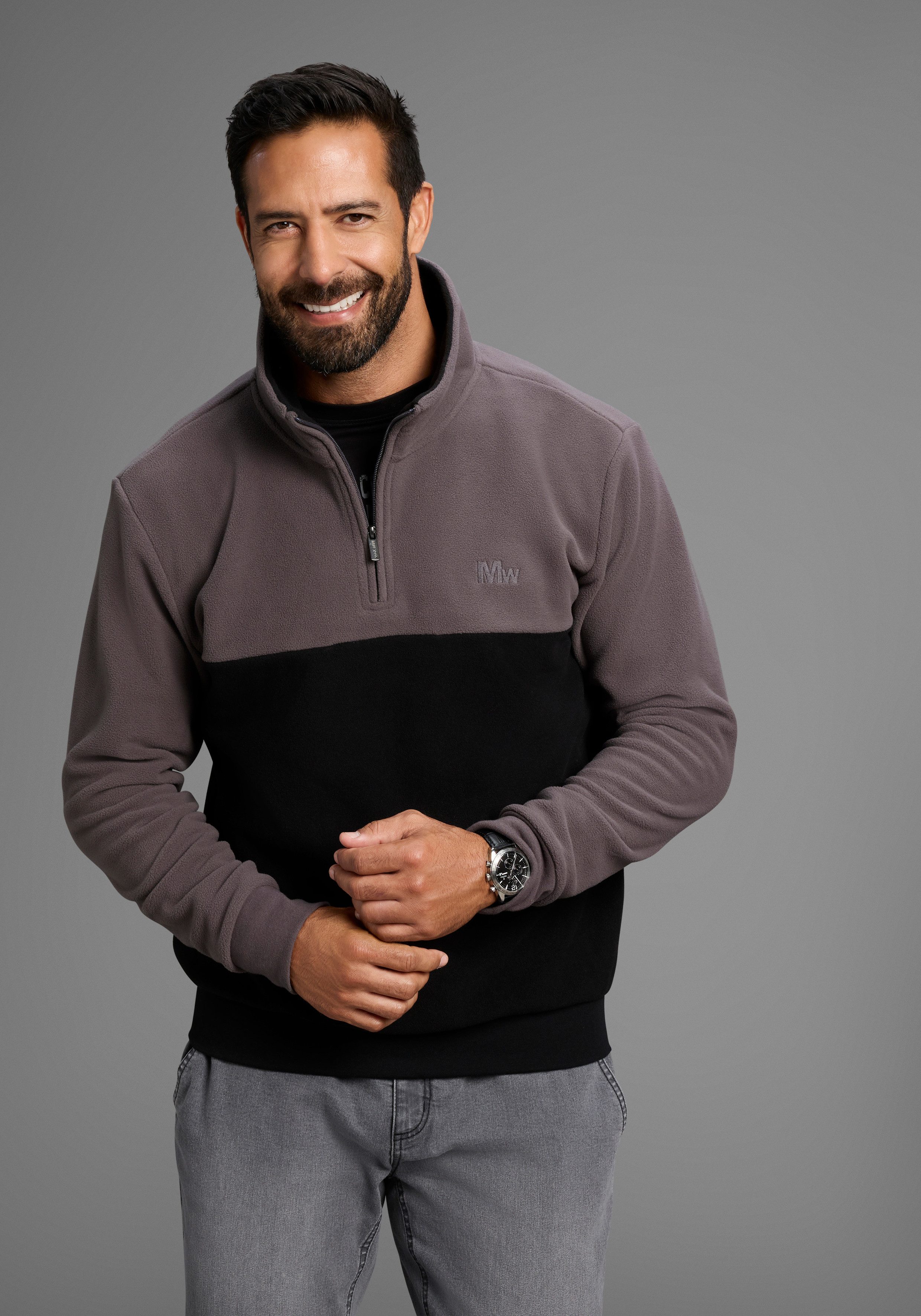 Man's World Fleecepullover Troyer mit Kontrast-Part, ideal für den Übergang günstig online kaufen