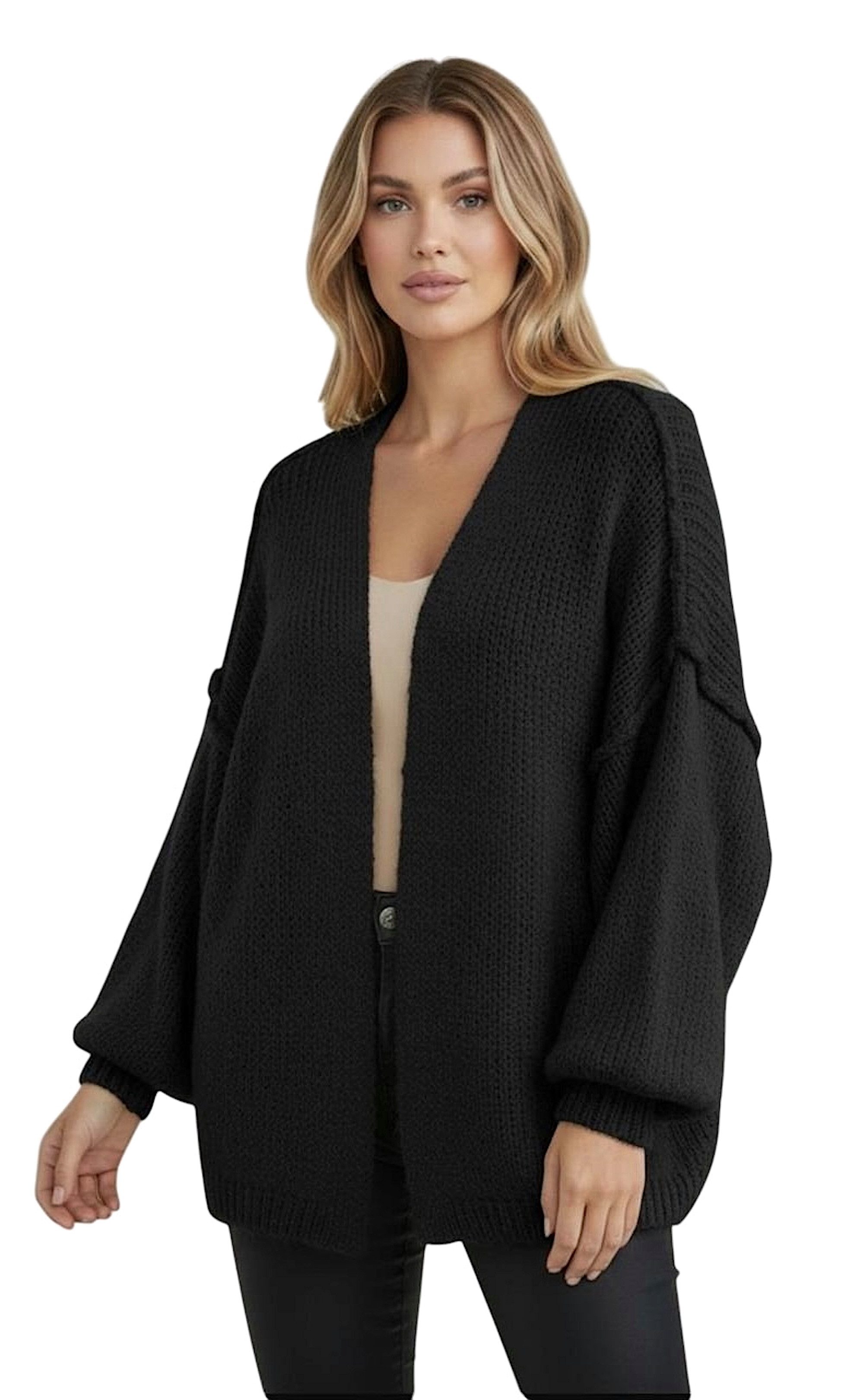 Worldclassca Cardigan Worldclassca Strickjacke Cardigan Uni Open Front Pullover Lang Casual Neue Kollektion - Stilvolle und gemütliche Strickmode für Damen