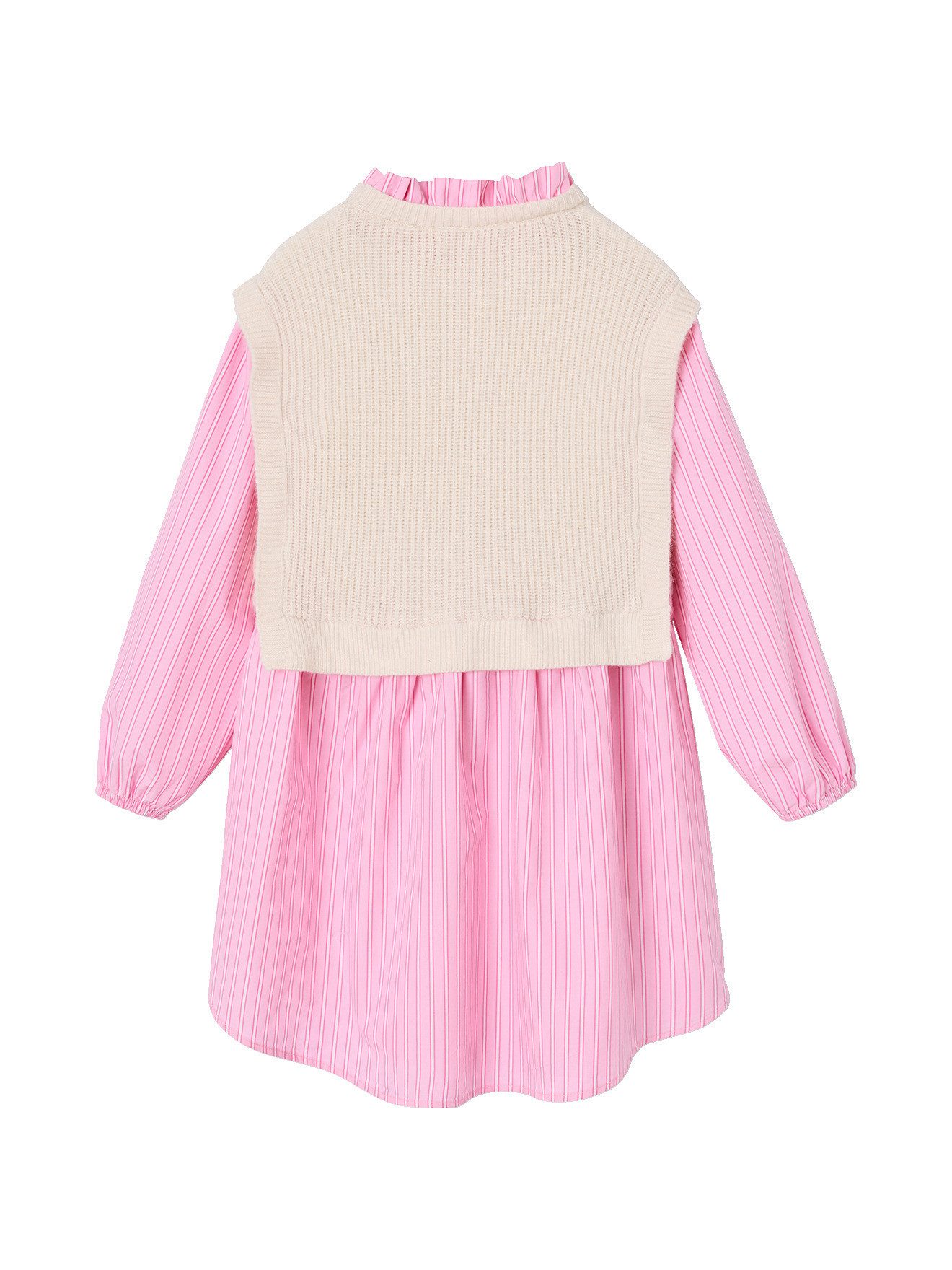 vertbaudet Minikleid 2-in-1 Hemdblusenkleid mit Pullunder für Mädchen