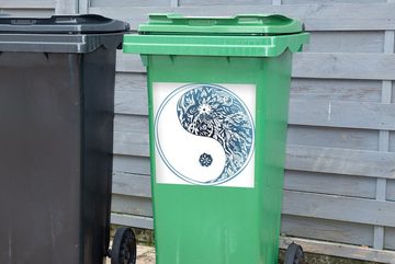 MuchoWow Wandsticker Eine Illustration von Yin und Yang in Blumen (1 St), Mülleimer-aufkleber, Mülltonne, Sticker, Container, Abfalbehälter