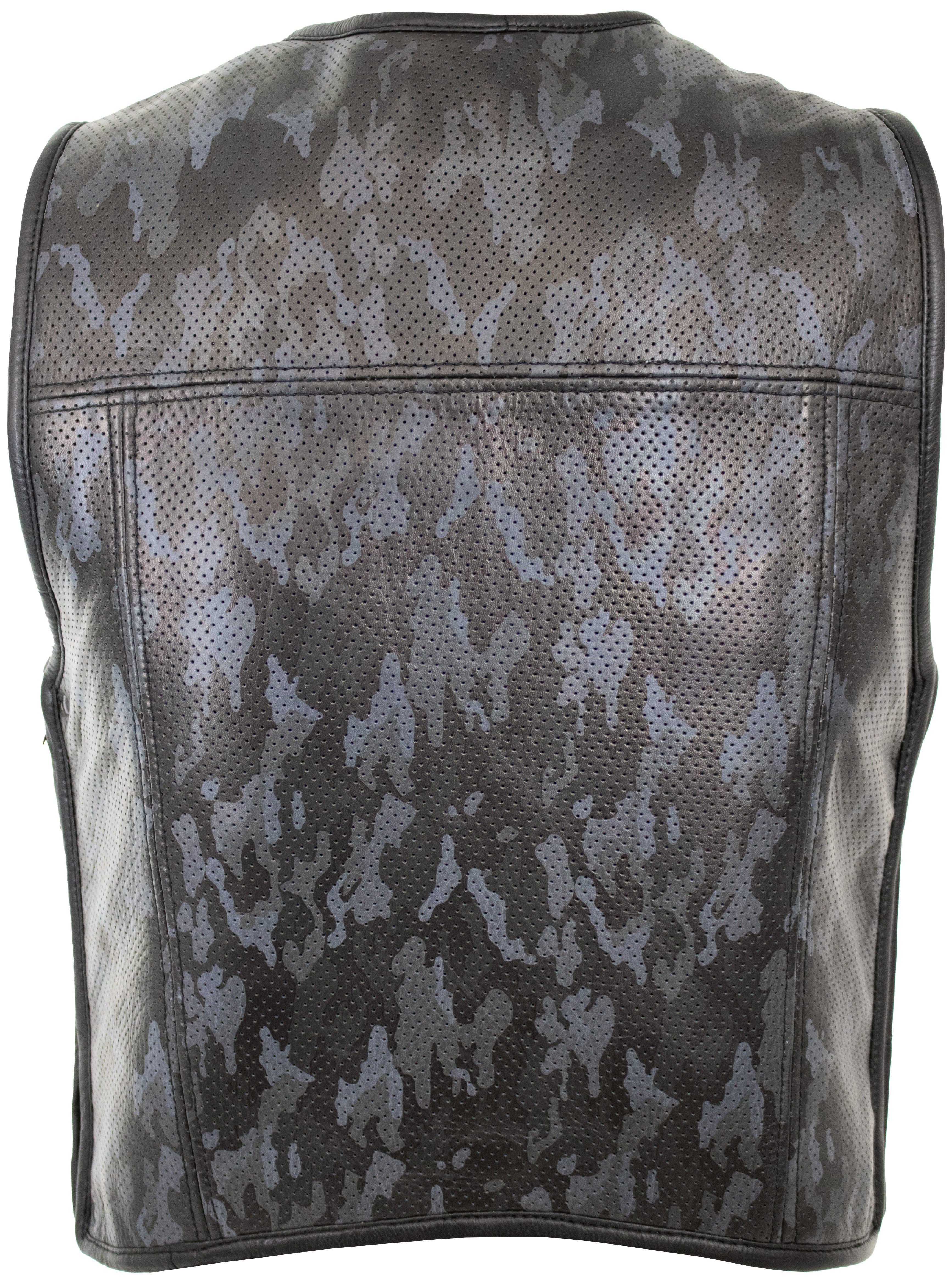 MDM Lederweste Biker Lederweste Motorradweste Kutte Camouflage Perforiertes günstig online kaufen