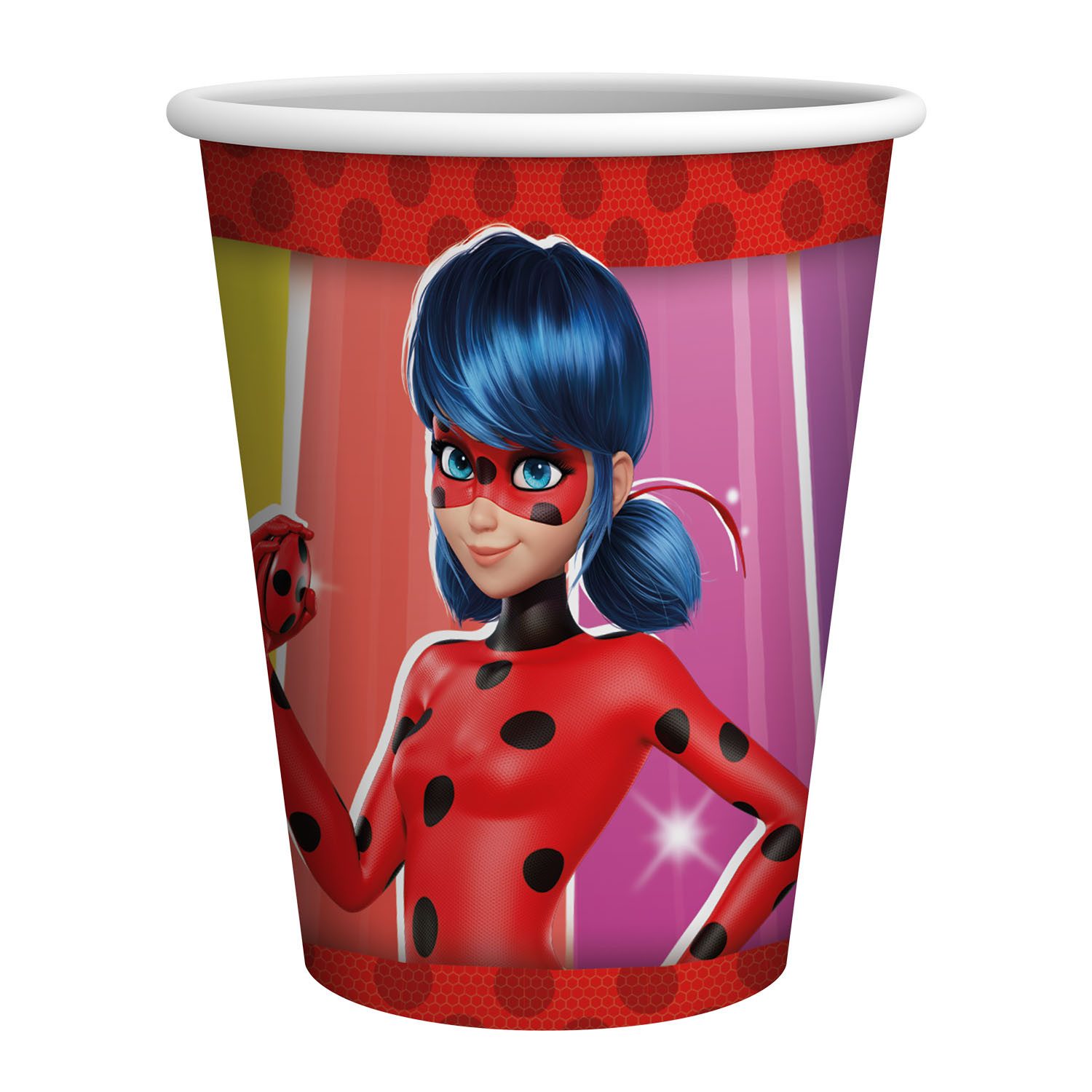 Party Factory Einwegbecher Miraculous Becher 250 ml 8er-Pack Papierbecher Kindergeburtstag, 8-tlg., Pappe, für Mottoparty Superhelden