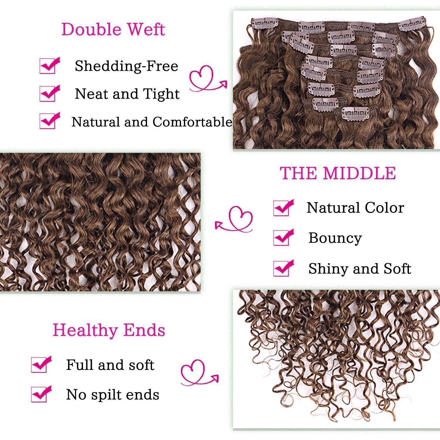 LuxusKollektion Echthaar-Extension Extensions Clip in Echthaar Kinky Curly 55cm 22 INCH Dunkel Braun JC