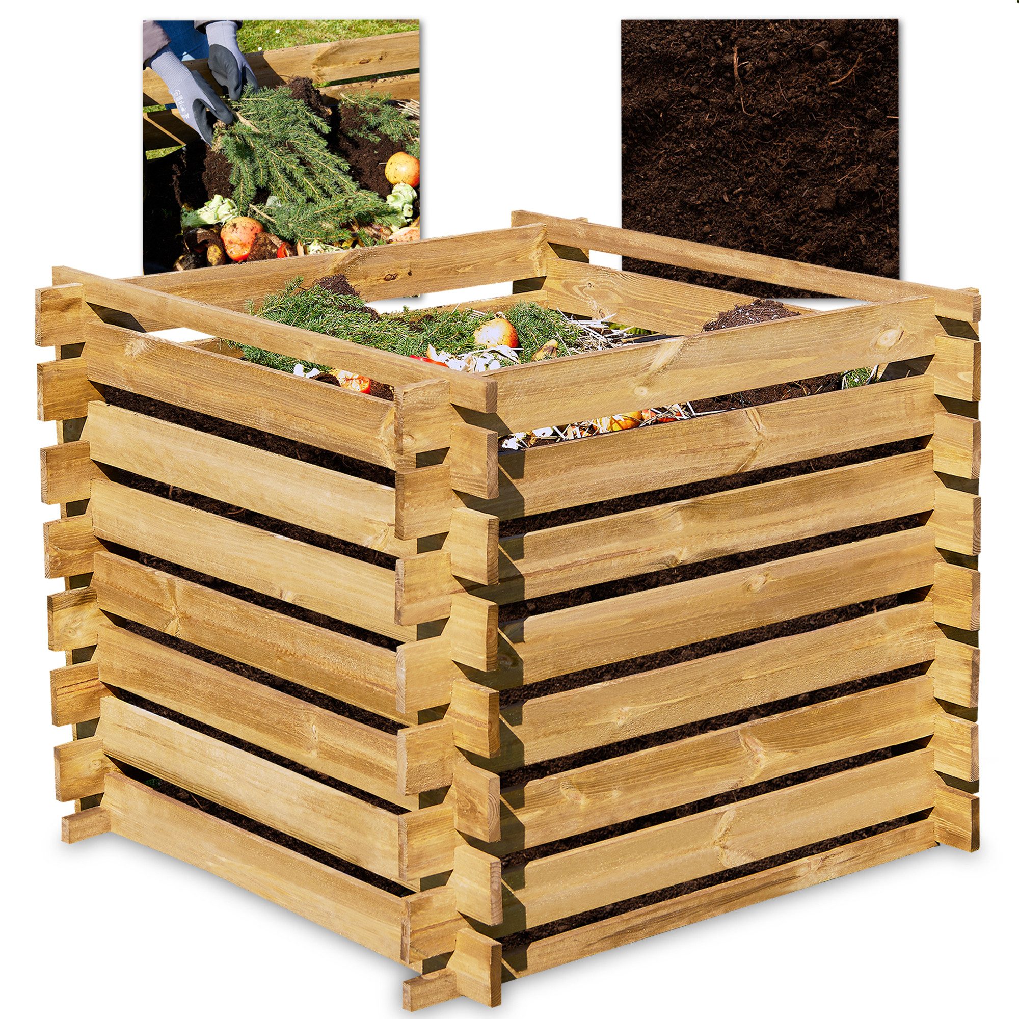 Onbest Компостеры 2cm dickes Holz 100x72x100cm Stecksystem, BxTxH: 100x100x72 cm, 520 l, 520L, Made in Europe