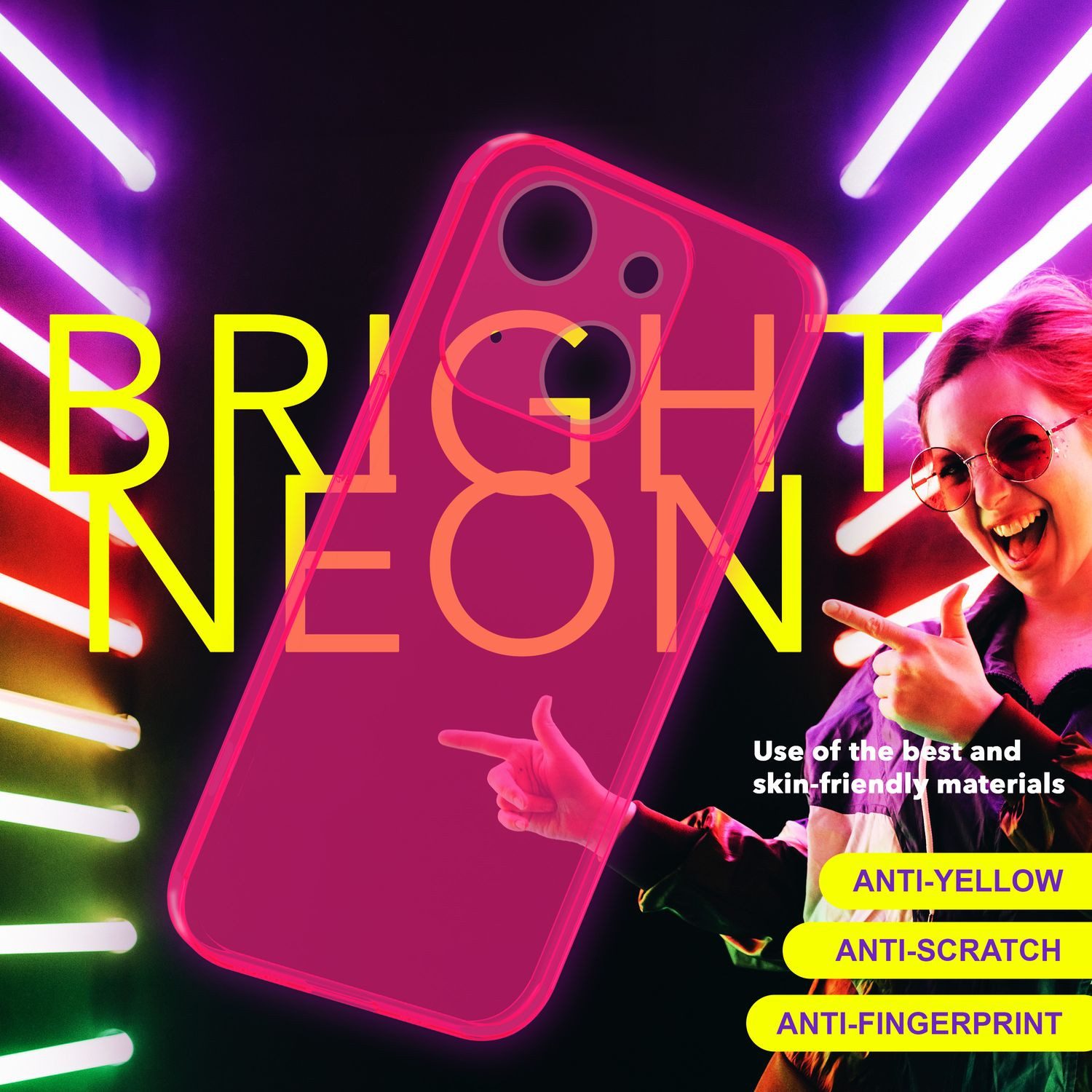 Nalia Smartphone-Hülle Apple iPhone 15 15,5 cm (6,1 Zoll), Klare Neon Silikon Hülle / Bunt / Durchsichtig Transparent / Slim Case