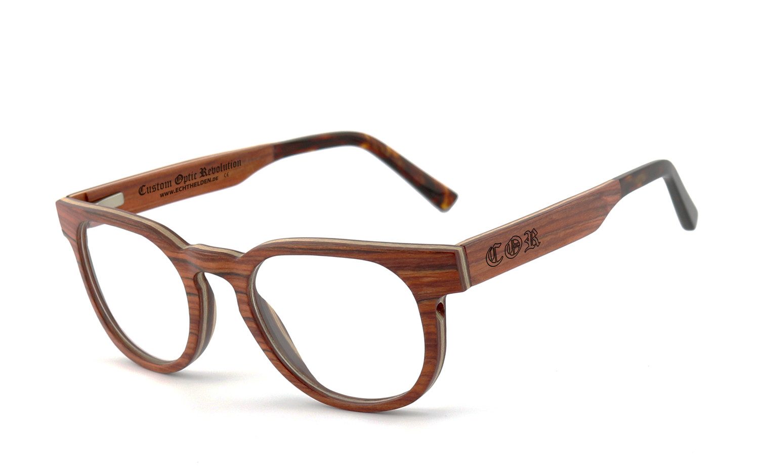 COR Brille COR007 Holzbrille, Bügel mit Flex-Scharnieren
