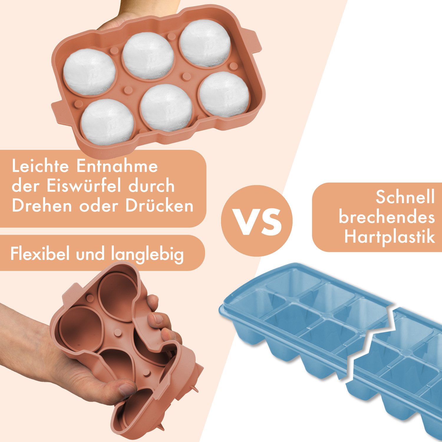 Blumtal Eiswürfelform Eiswürfelformen Silikon mit Deckel - BPA-freie Silikon Eiswürfelform, (3-tlg)