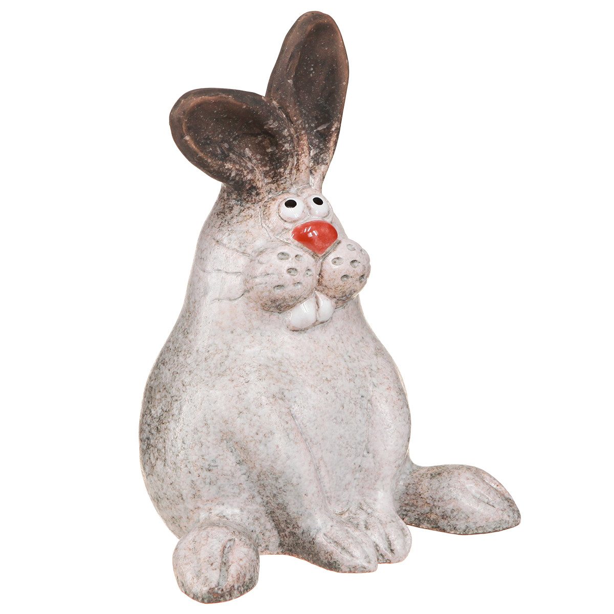 Florists Products Osterhase Osterhase Keramik Dekofigur Sitzend Braun Weiß 13x12x18cm