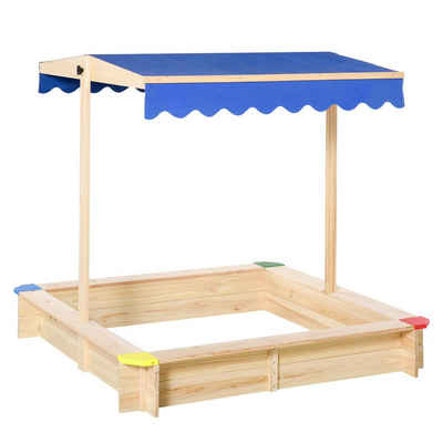 Sandkasten mit verstellbaren Dach mit Bodenplane,Sitzecken,lasiert,UV Schutz 80 