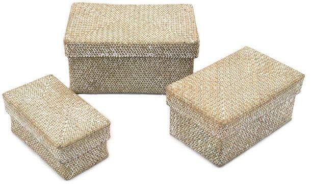 Aufbewahrungsboxen mit Deckel, Rattanoptik, 3er Set Aufbewahrungsboxen mit Deckel, Rattanoptik, 3er Set
