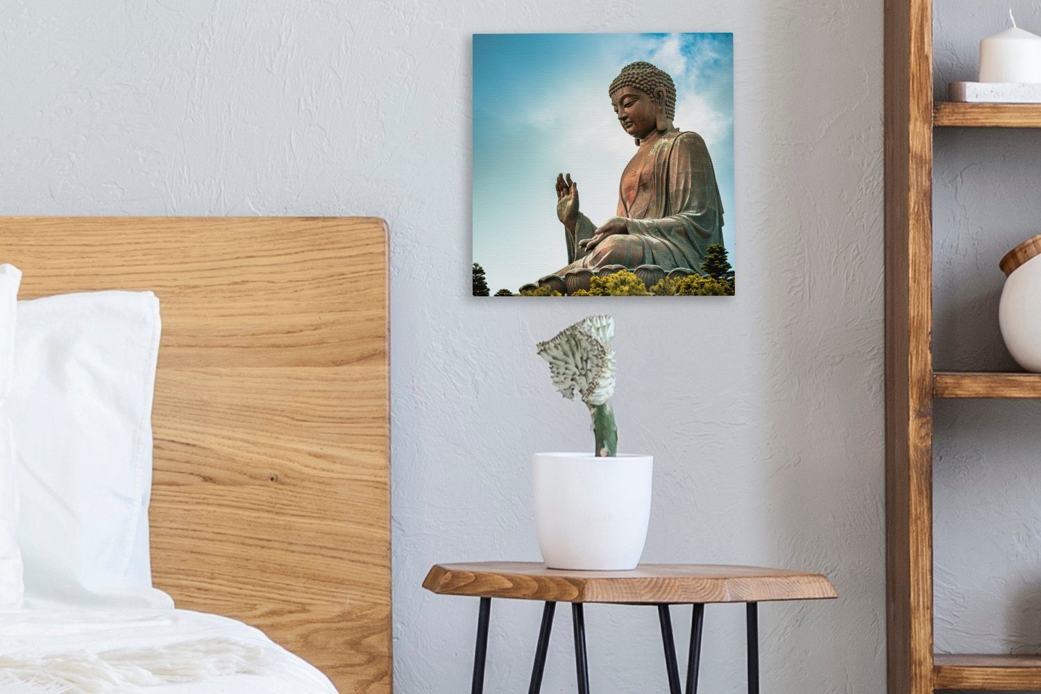 St), Wohnzimmer Schlafzimmer über (1 dem für Wolken Bilder Buddha Leinwandbild Leinwand OneMillionCanvasses® Tian Hongkong, Tan in