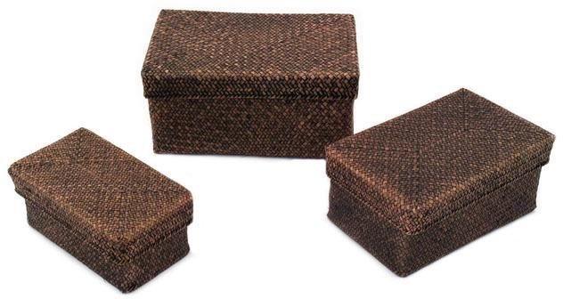 Aufbewahrungsboxen mit Deckel, Rattanoptik, 3er Set Aufbewahrungsboxen mit Deckel, Rattanoptik, 3er Set
