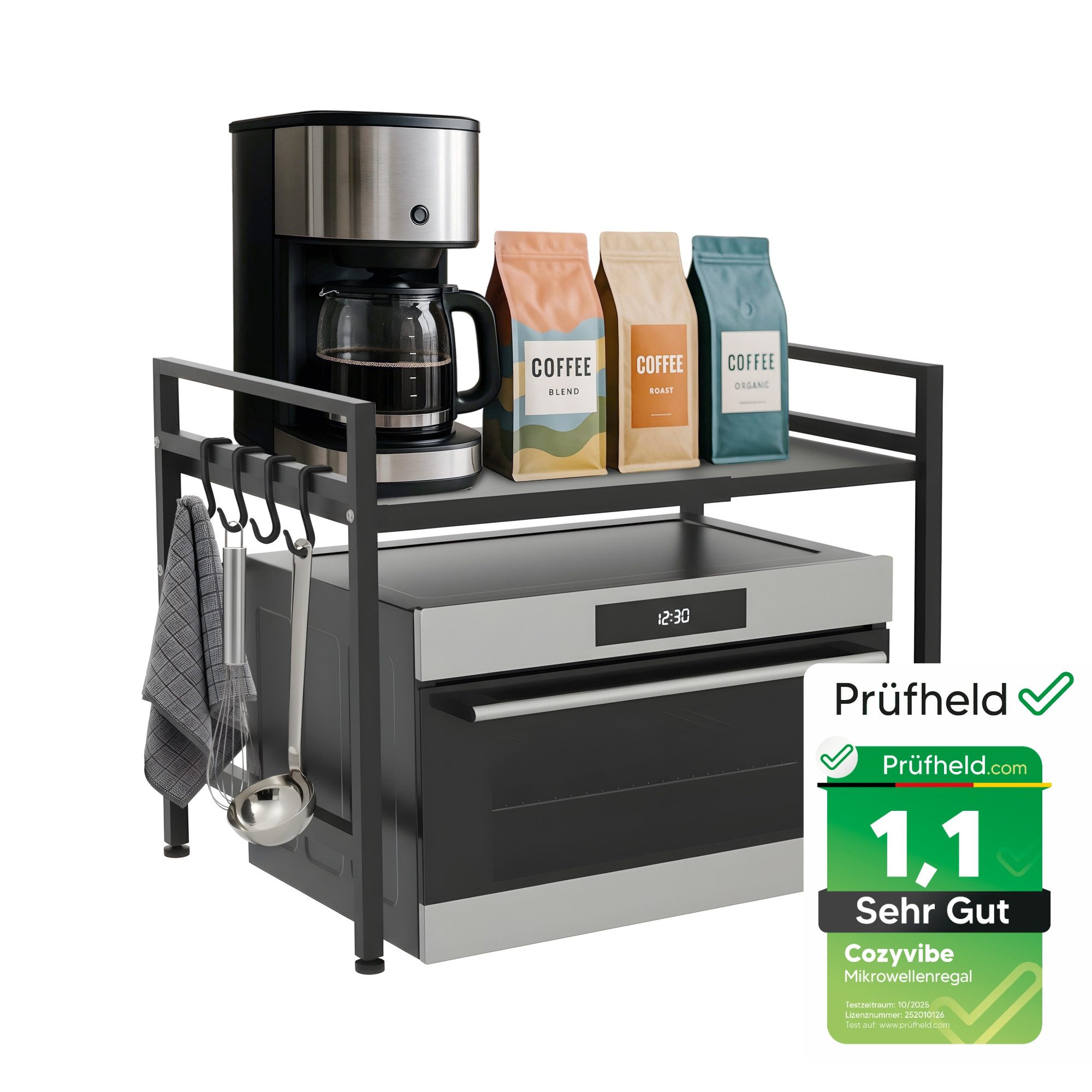 Cozyvibe Standregal [Test SEHR GUT] Mikrowellenregal für die Küche 2-Stufig günstig online kaufen