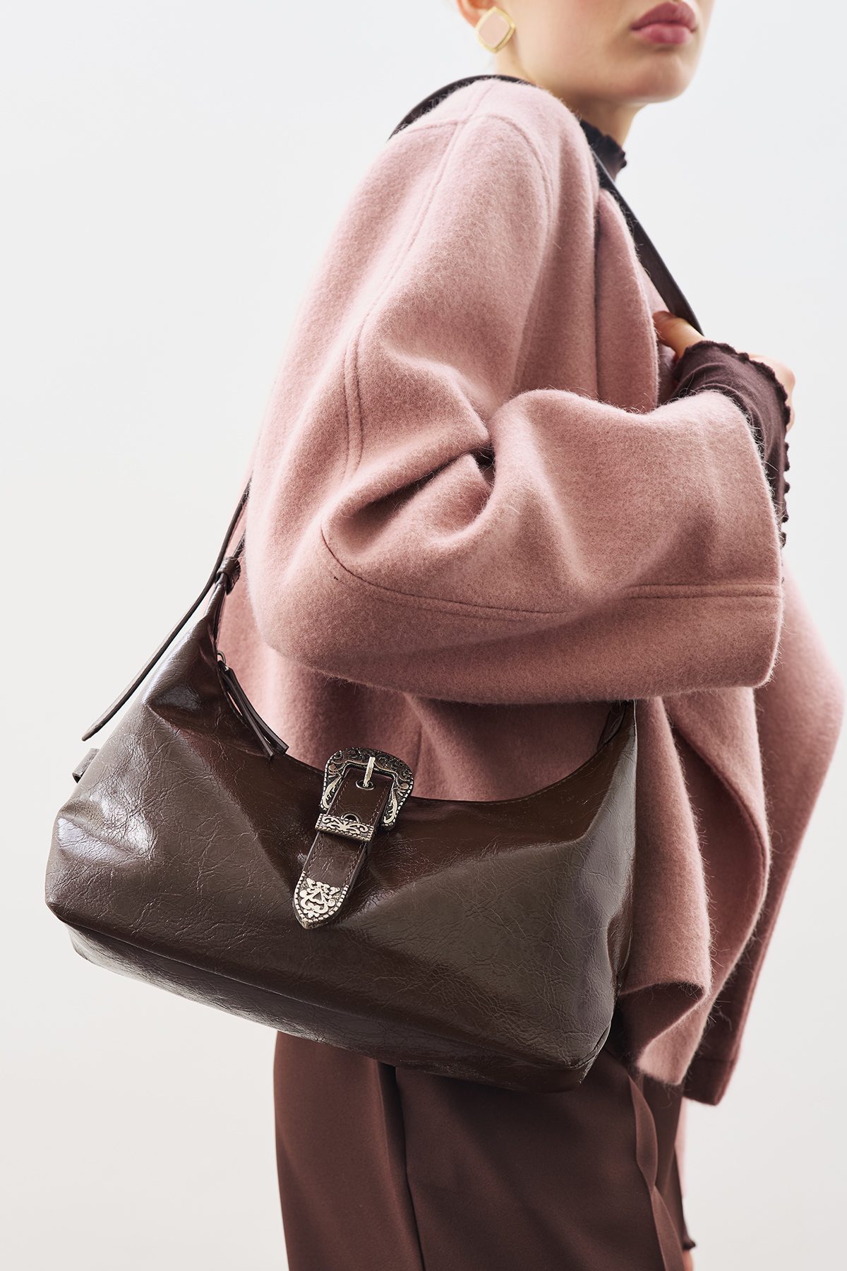 MANUKA Abendtasche Schultertasche mit Knopfschnalle