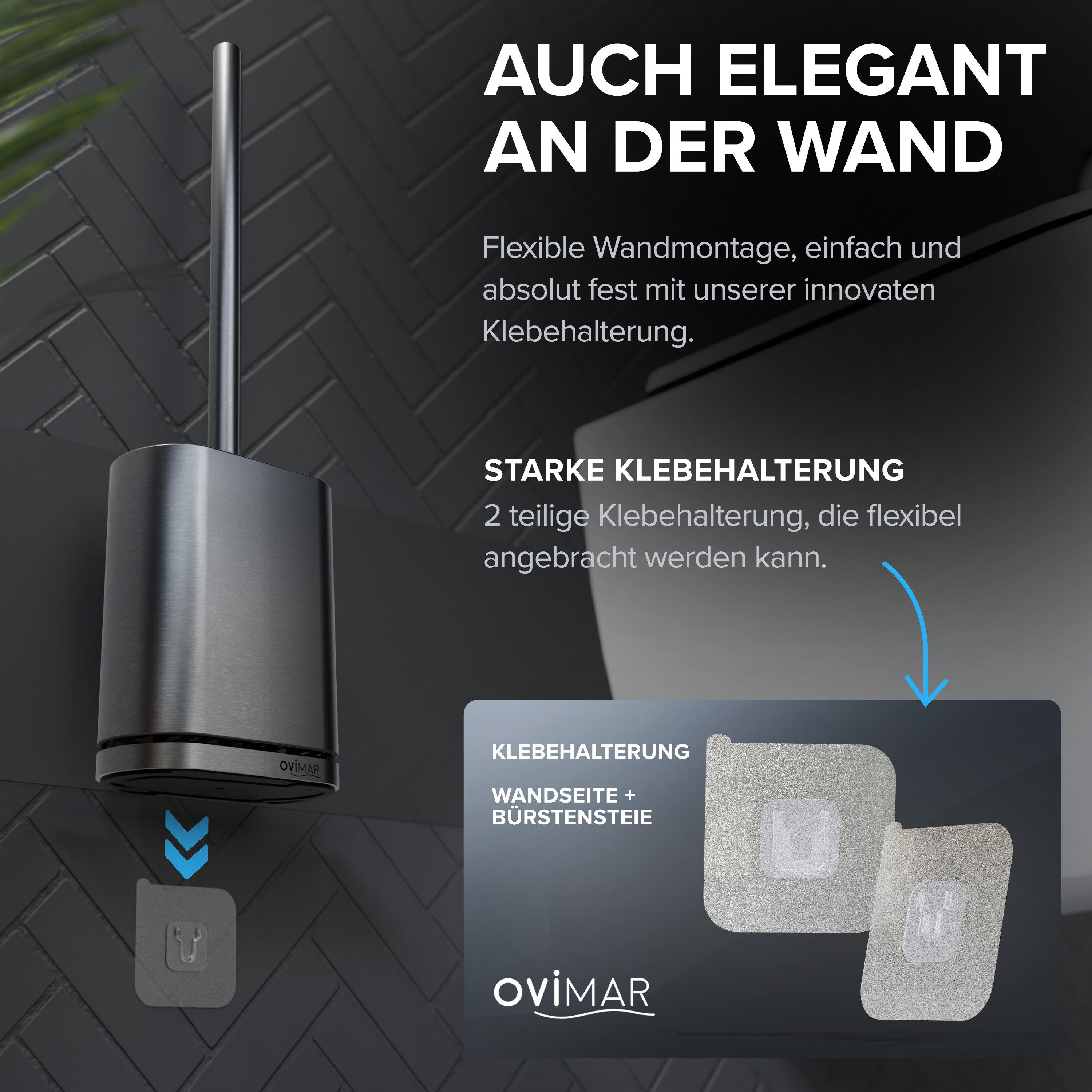 ovimar WC-Reinigungsbürste, (1-tlg), aus Edelstahl in Gunmetal zur Wandmontage (optional)