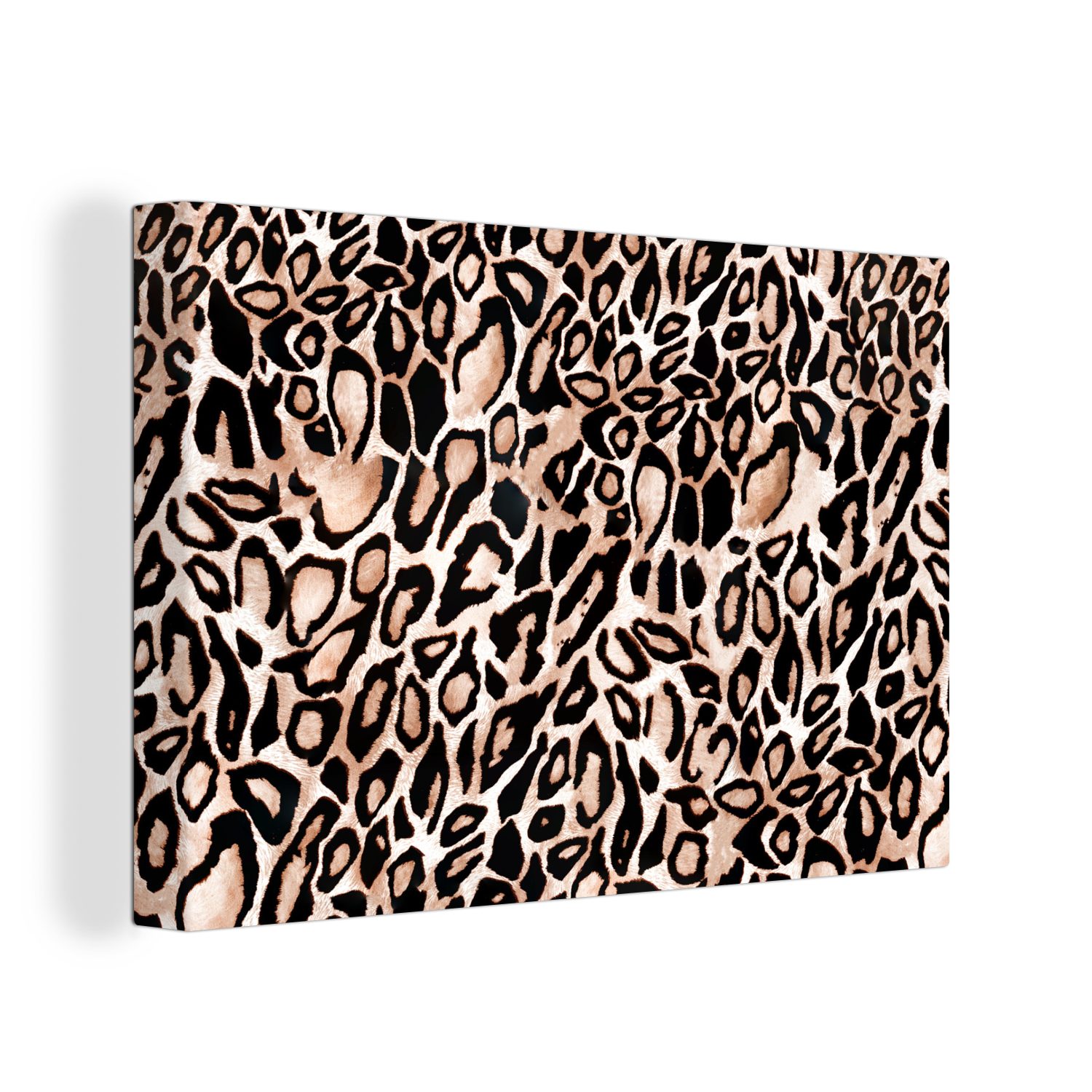 OneMillionCanvasses® Leinwandbild Pantherdruck - St), Flecken, - - Leinwandbilder, (1 Wandbild 30x20 cm Braun Wanddeko, Aufhängefertig, Schwarz