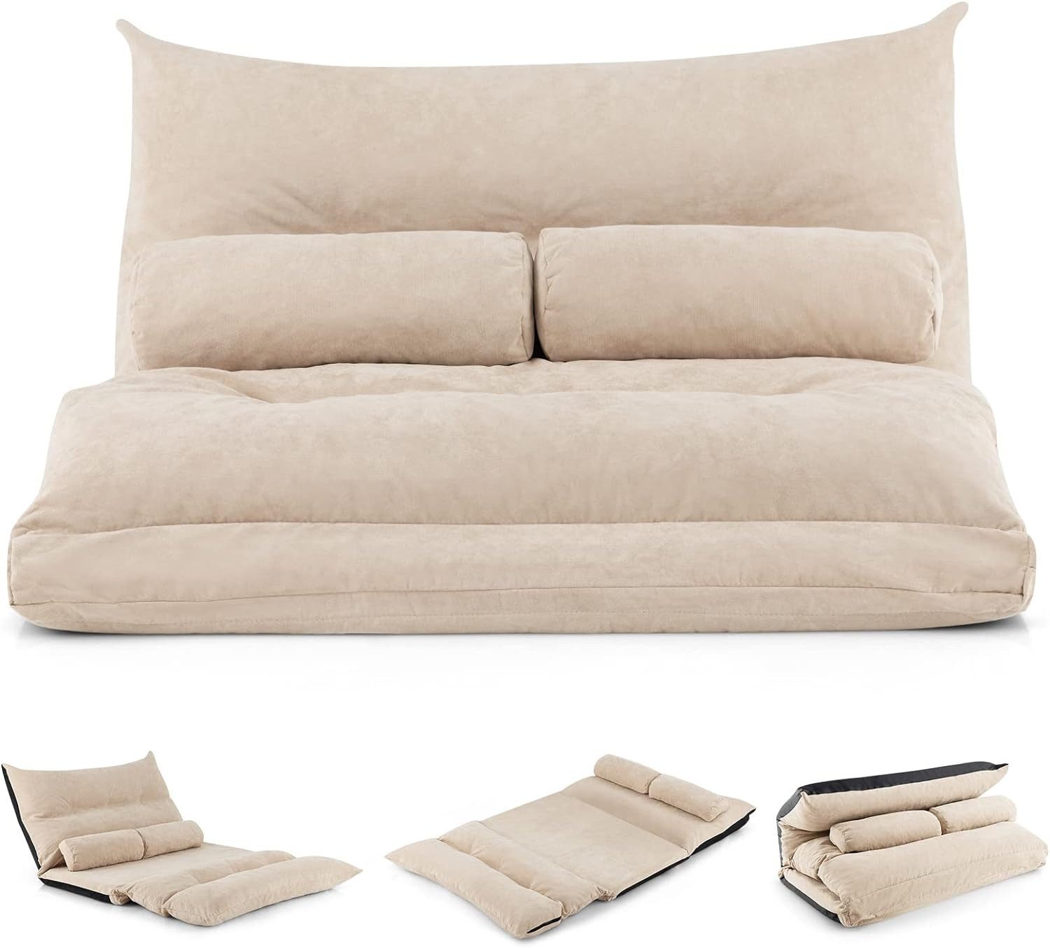 COSTWAY Schlafsofa, bettfunktion,verstellbare Rückenlehne,klappbar,Kissen günstig online kaufen