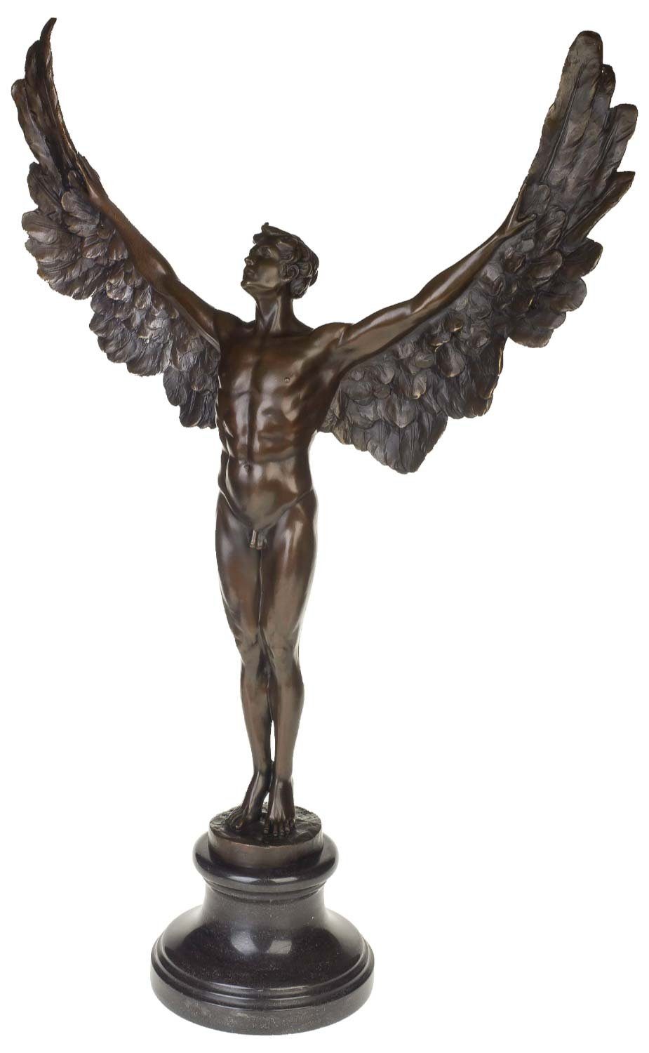 Aubaho Skulptur Bronzeskulptur Ikarus Mythologie Engel Flügel Bronze Figur Statue im A