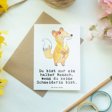 Mr. & Mrs. Panda Grußkarte Schneiderin Herz - Weiß - Geschenk, Danke, Geburtstagskarte, Kollegin, Hochglänzende Veredelung