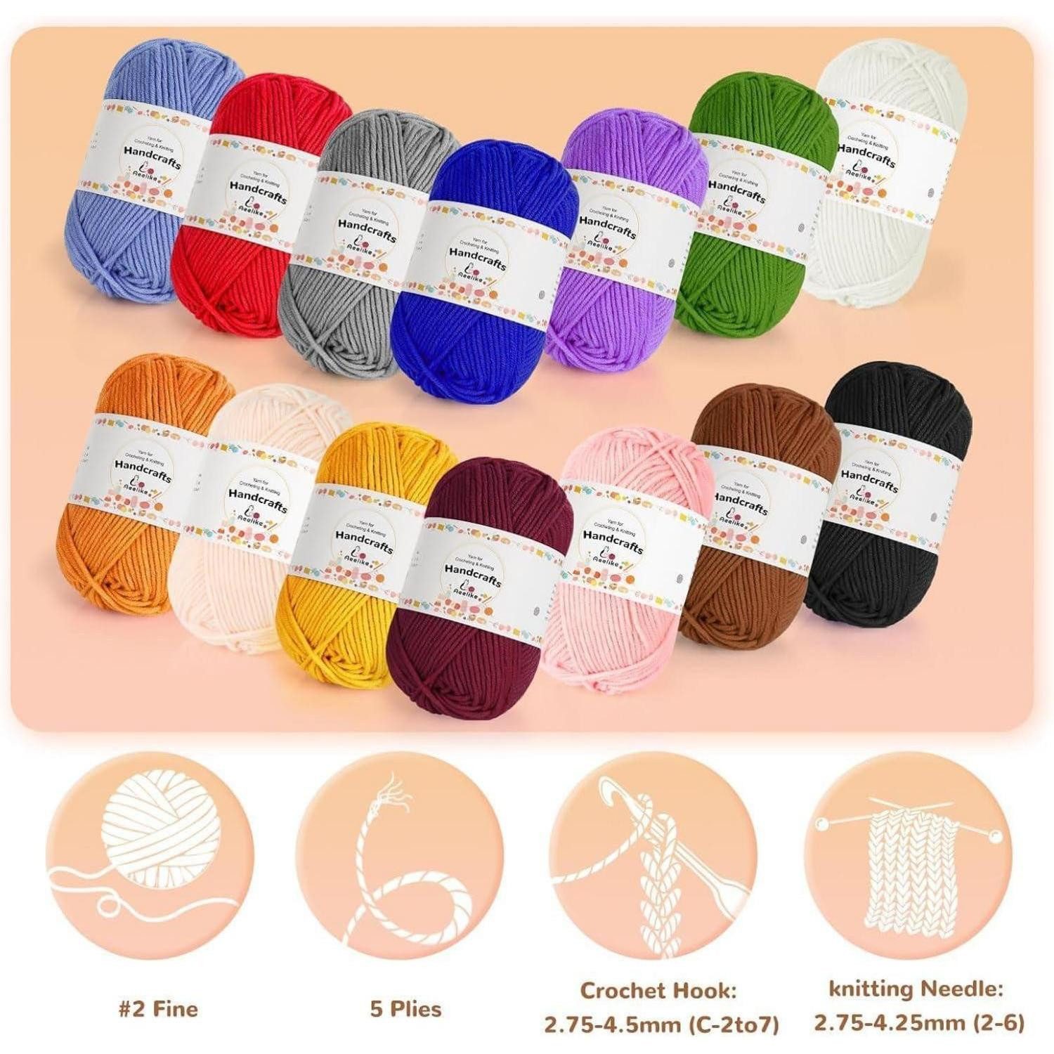 LuxusKollektion Häkelnadeln Häkelgarn Baumwolle Polyacryl 5Ply 200g Amigurumi Puppen Gold